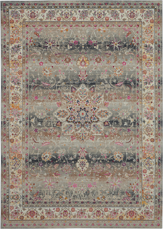 Nourison Vintage Kashan 4' x 6' Grey Vintage Indoor Rug