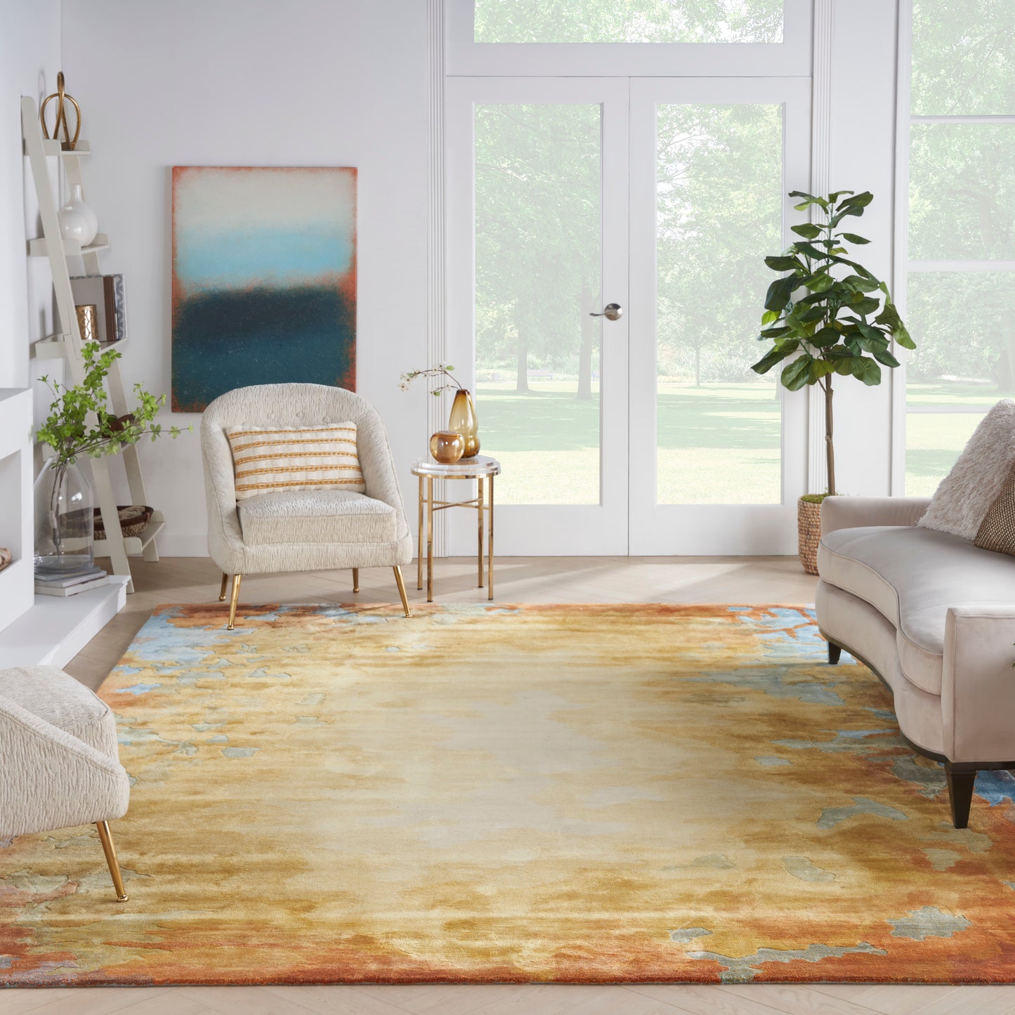 Nourison Prismatic 8'6" x 11'6" Gold Multicolor Modern Indoor Rug