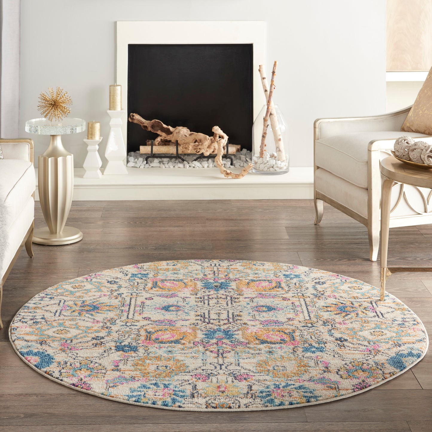 Nourison Passion 5' x Round Ivory/Multi Bohemian Indoor Rug