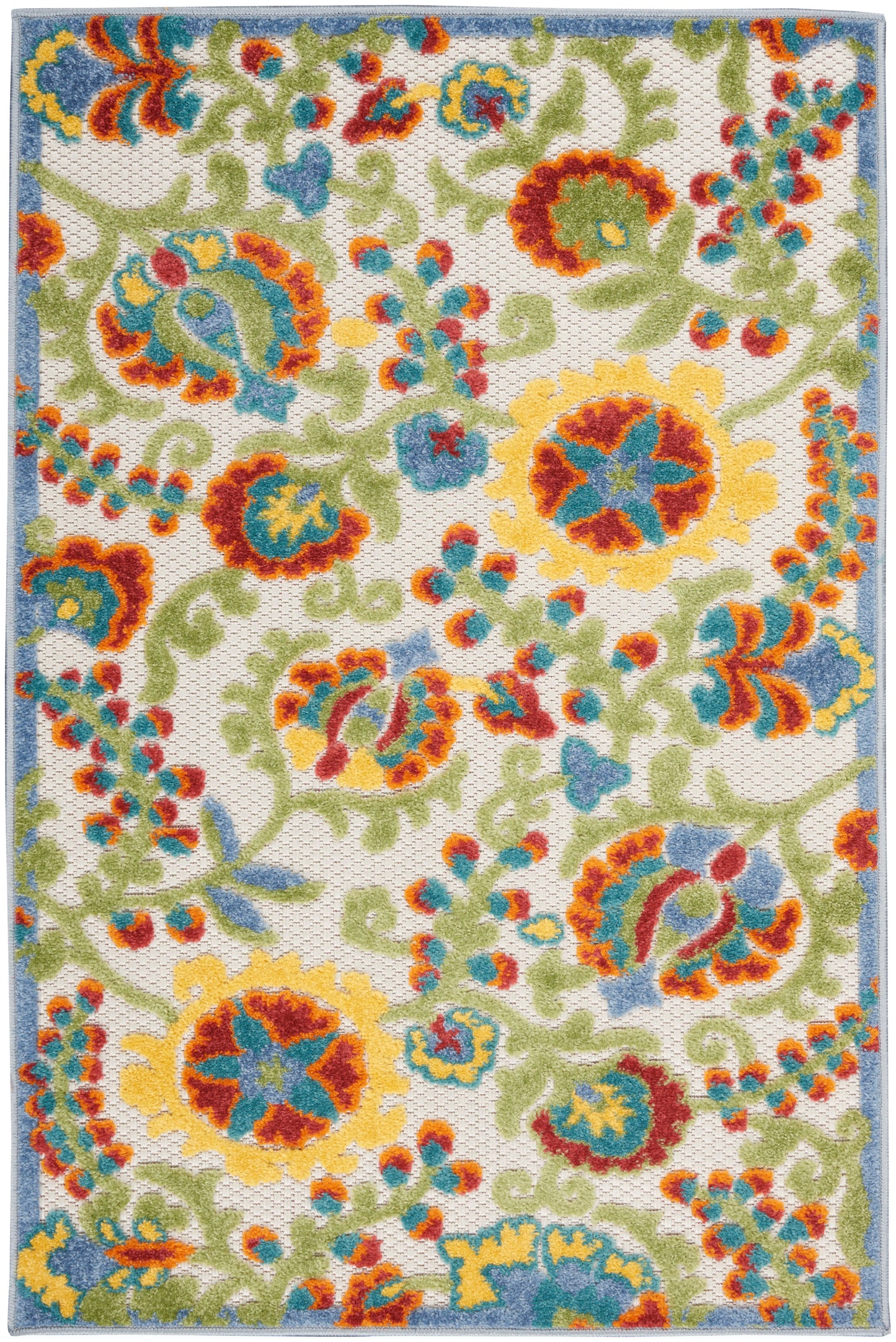 Nourison Aloha 2'8" x 4' Ivory Multicolor Farmhouse Rug