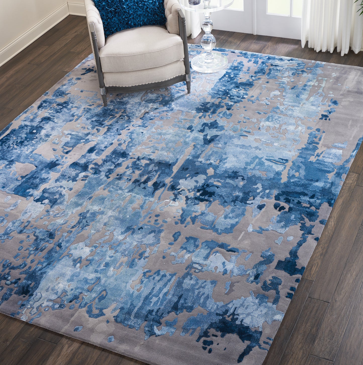 Nourison Prismatic 9'9" x 13'9" Blue/Grey Modern Indoor Rug