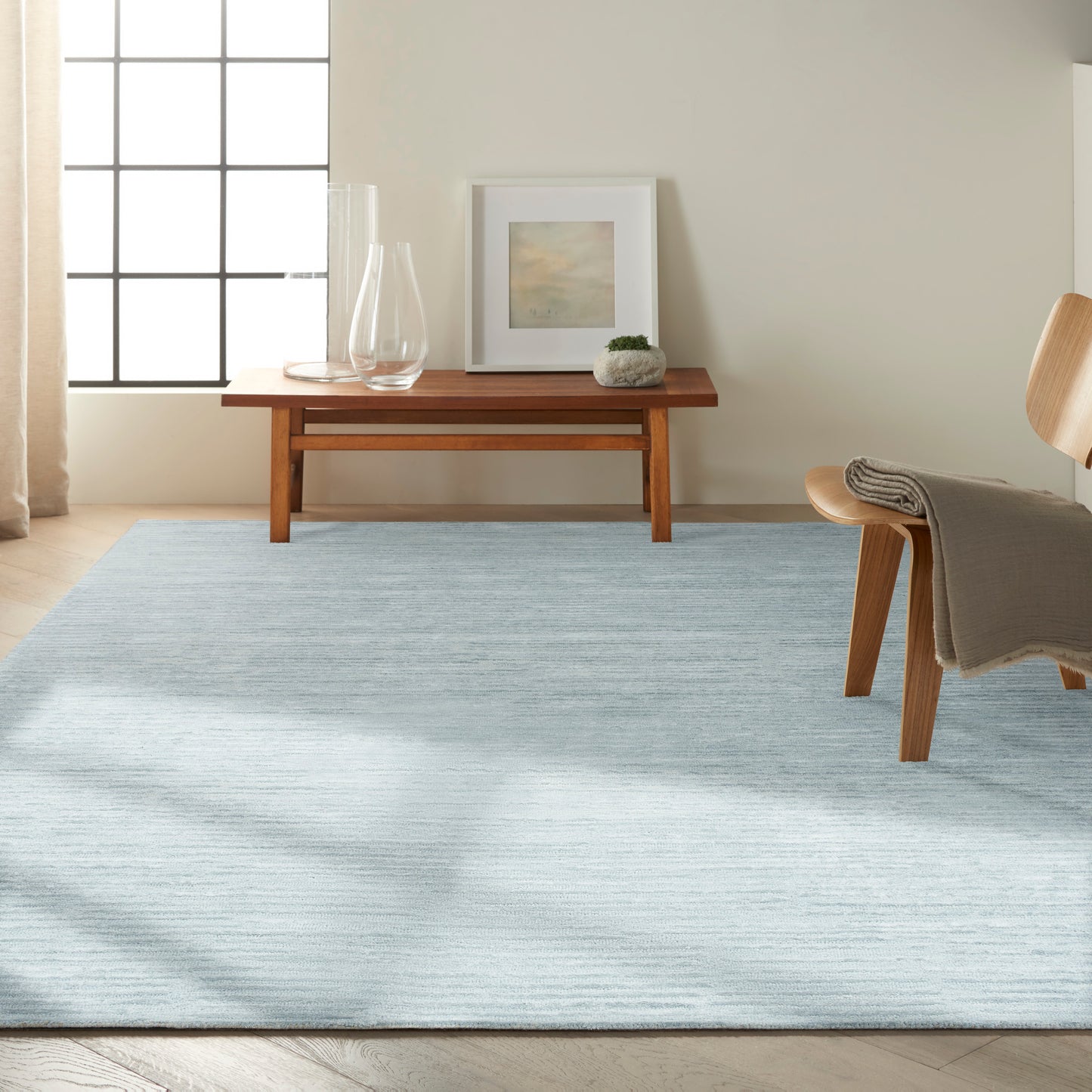 Calvin Klein CK010 Linear 9'9" x 13'9" Light Blue Modern Indoor Rug