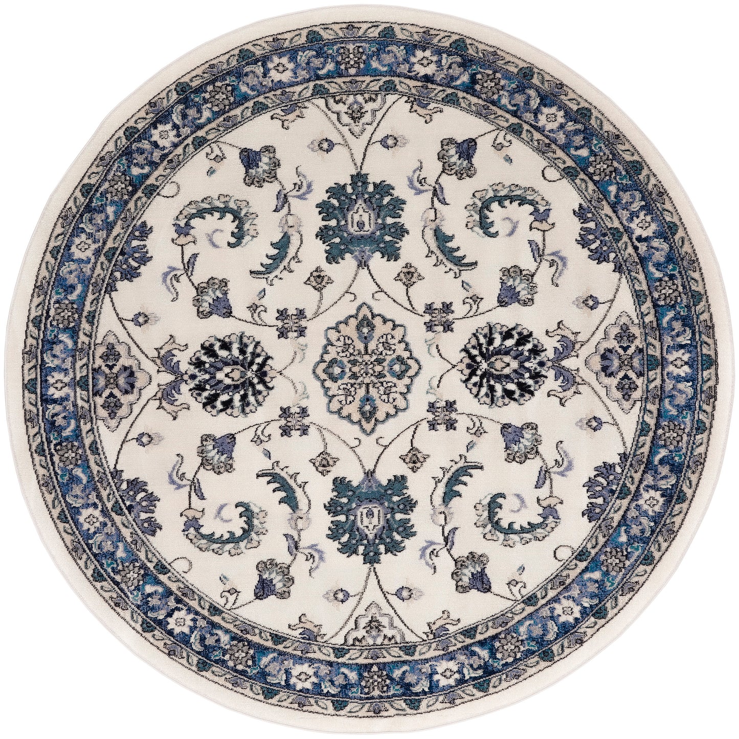 Nourison Nourison Essentials 8' x Round Ivory Blue Vintage Rug