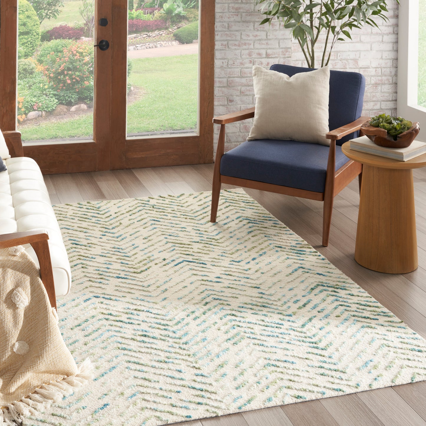 Nourison Colorado 5'3" x 7'3" Ivory Green Modern Indoor Rug