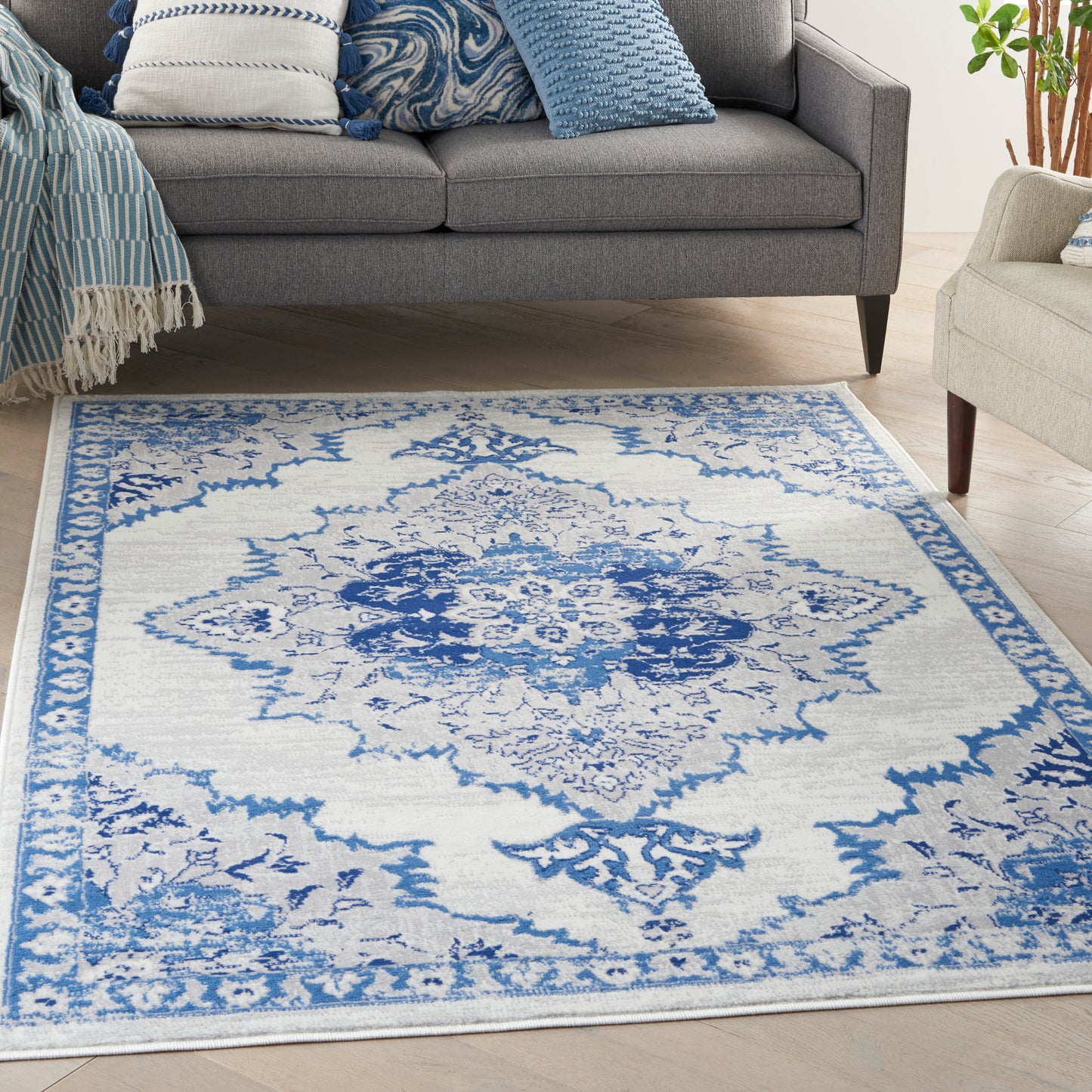 Nourison Whimsicle 5' x 7' Ivory Blue Bohemian Indoor Rug