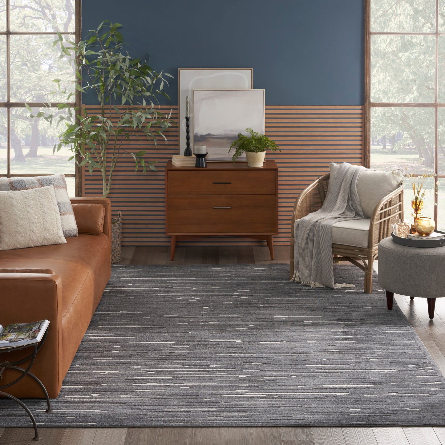 Nourison Care Free 9'2" x 12' Grey Modern Indoor Rug