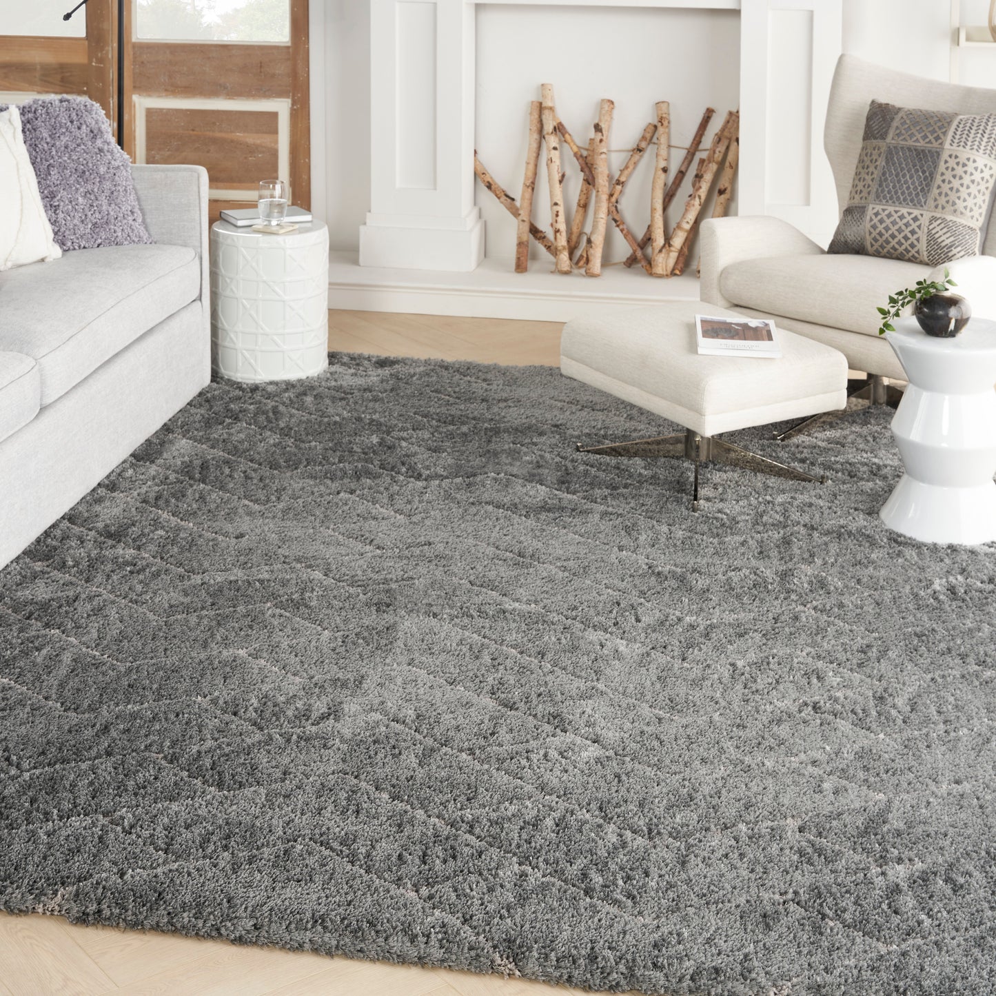 Nourison Dreamy Shag 7'10" x 9'10" Grey Shag Indoor Rug