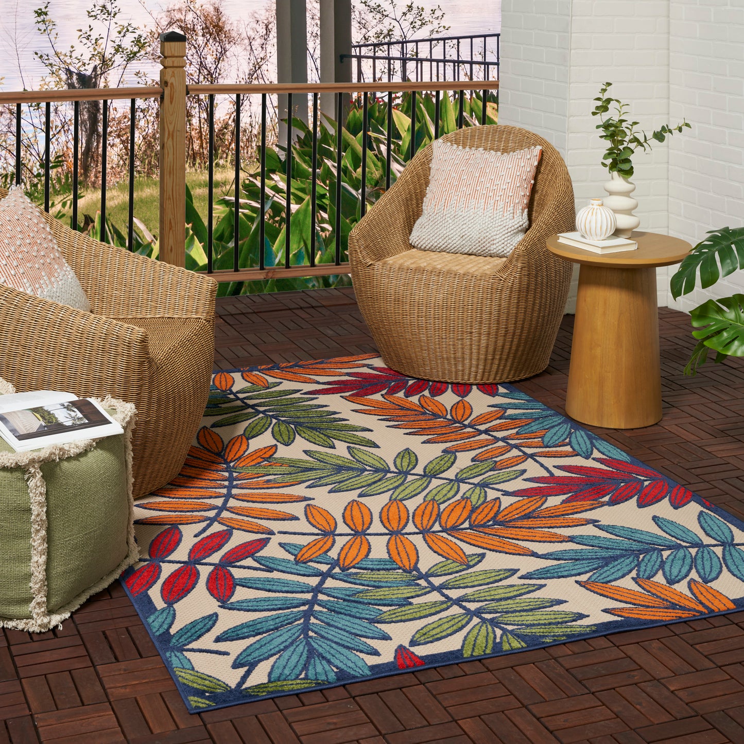 Nourison Aloha 3'6" x 5'6" Multicolor Tropical Rug