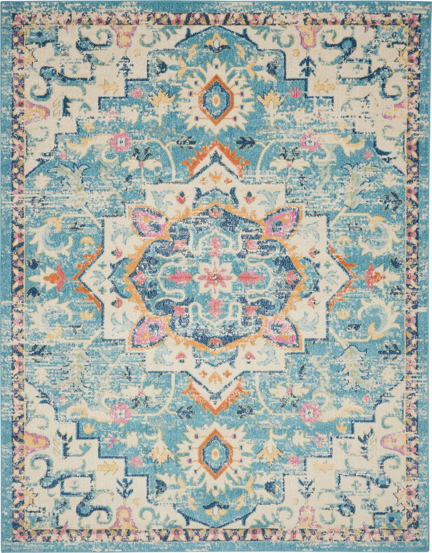 Nourison Passion 9' x 12' Ivory/Light Blue Bohemian Indoor Rug