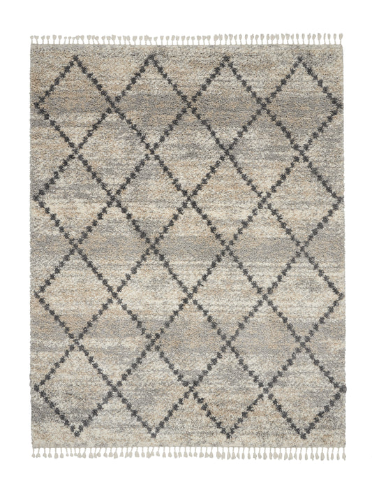 Nourison Oslo Shag 7'10" x 10'6" Silver Grey Shag Indoor Rug