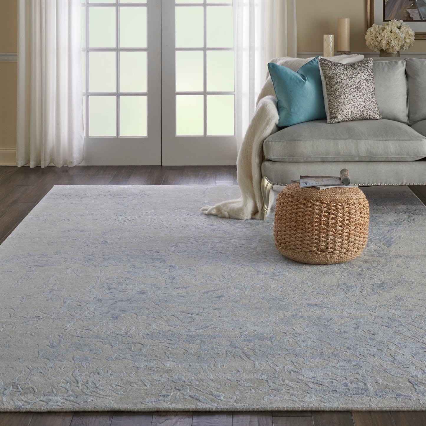 Nourison Silk Shadows 9'9" x 13'9" Grey Blue Modern Indoor Rug