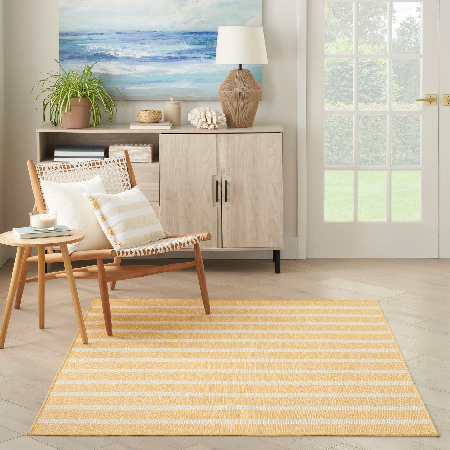 Nourison Positano 7' x 10' Yellow Ivory Modern Rug