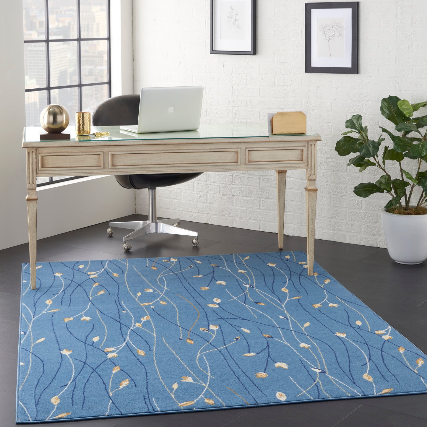 Nourison Grafix 5'3" x 7'3" Light Blue Contemporary Indoor Rug