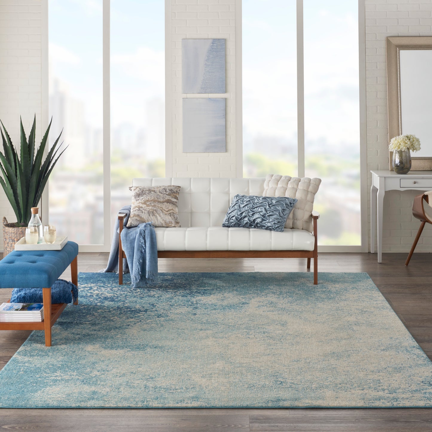 Nourison Passion 8' x 10' Navy Light Blue Modern Indoor Rug