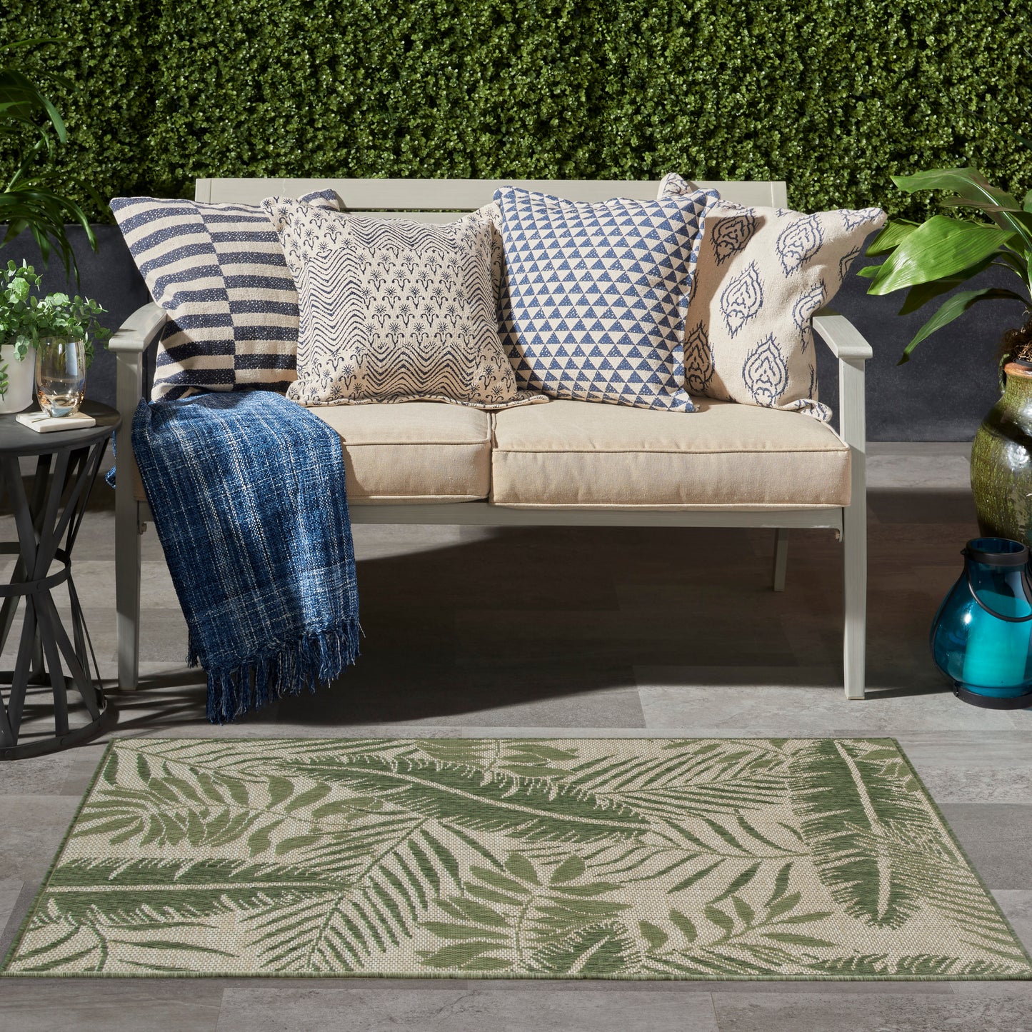 Nourison Garden Oasis 3' x 5' Ivory Green Outdoor Rug