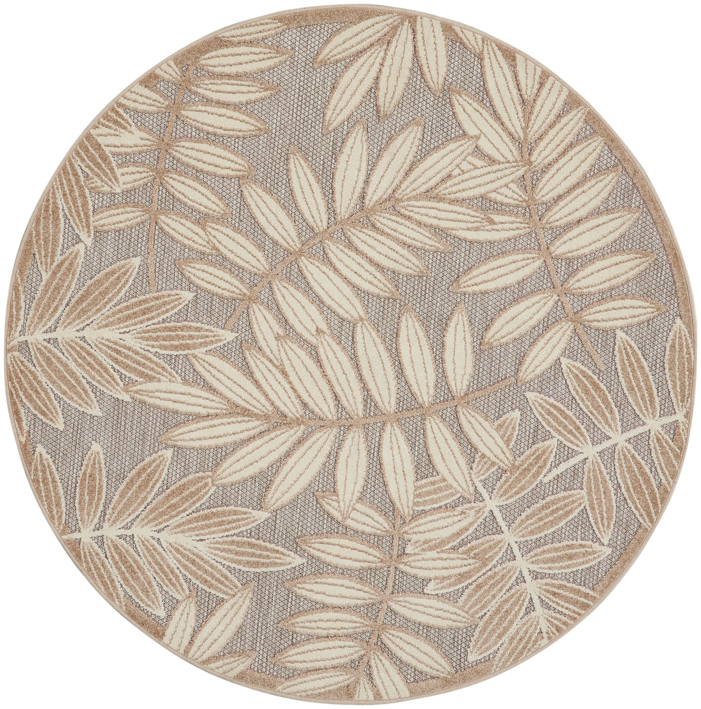 Nourison Aloha 7'10" x Round Natural Tropical Rug