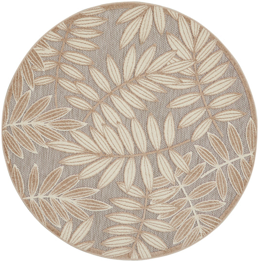 Nourison Aloha 7'10" x Round Natural Tropical Rug