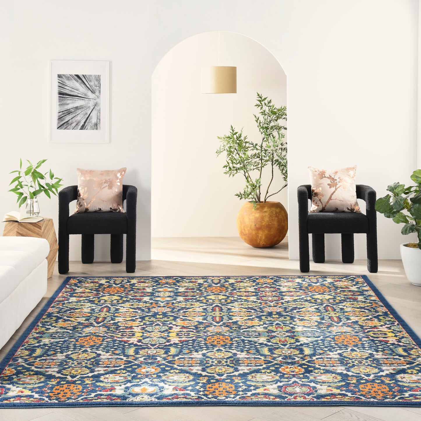 Nourison Allur 7'10" x 9'10" Navy Multicolor Bohemian Indoor Rug