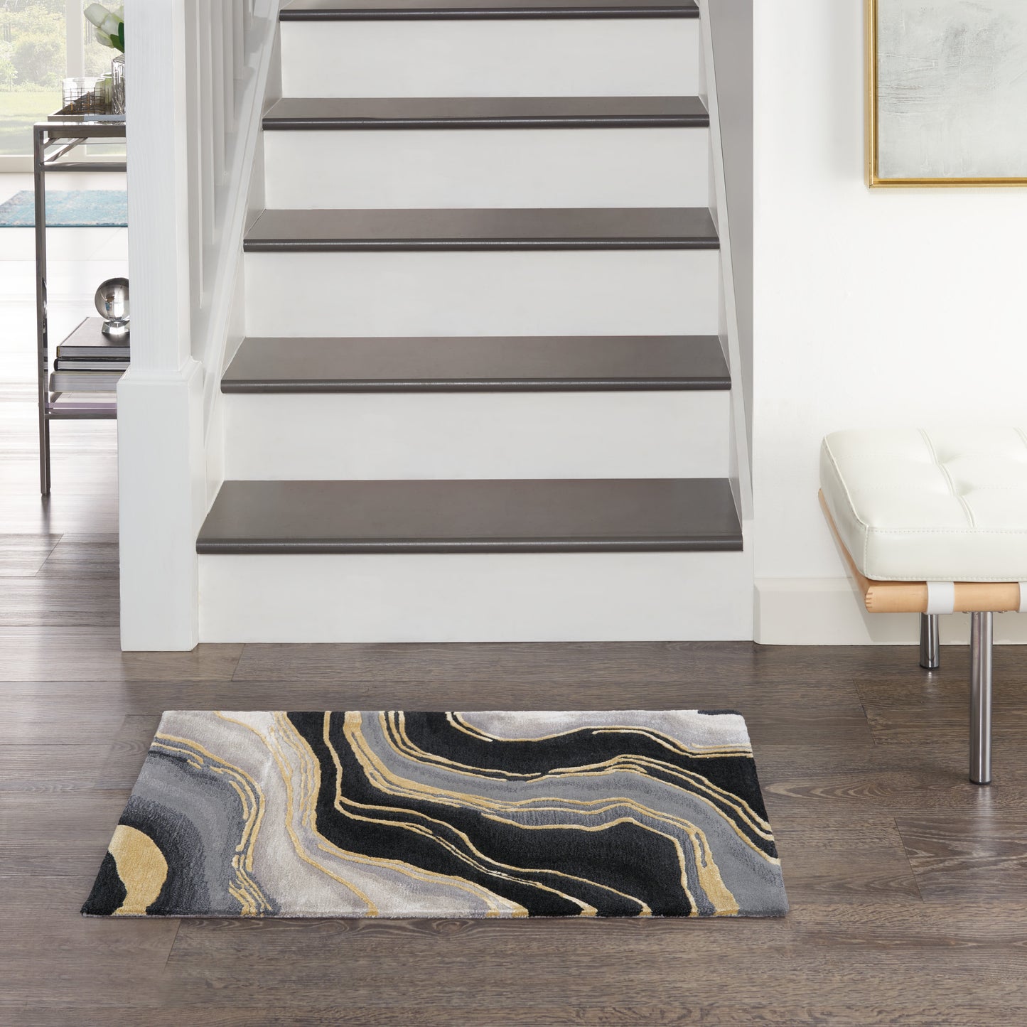 Nourison Prismatic 2' x 3' Charcoal Grey Modern Indoor Rug