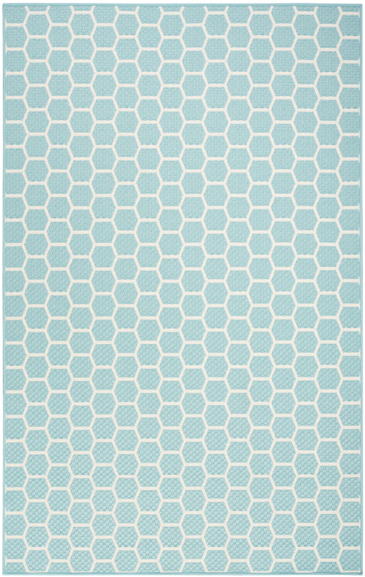 Nourison Twist Reversible 6' x 9' Aqua Modern Rug