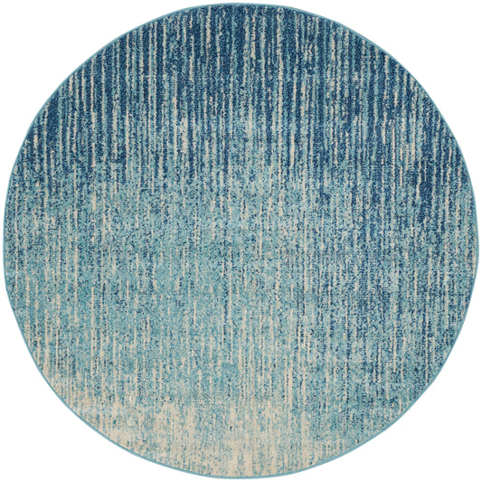 Nourison Passion 4' x Round Navy/Light Blue Modern Indoor Rug