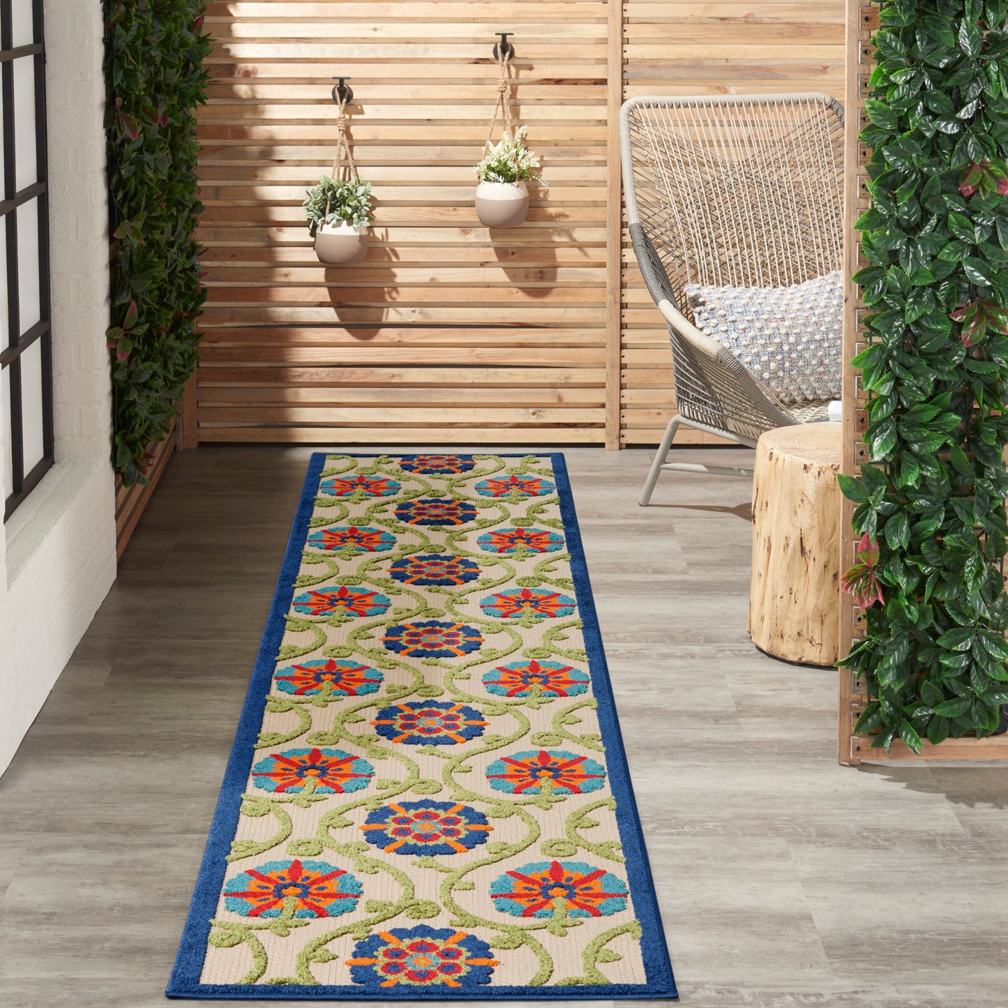 Nourison Aloha 2'3" x 12' Blue Multicolor Contemporary Rug