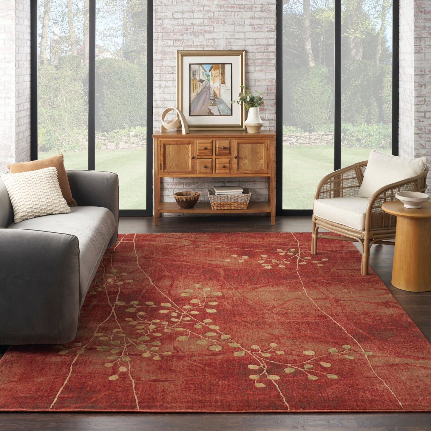 Nourison Somerset 9'6" x 13' Flame Rustic Indoor Rug