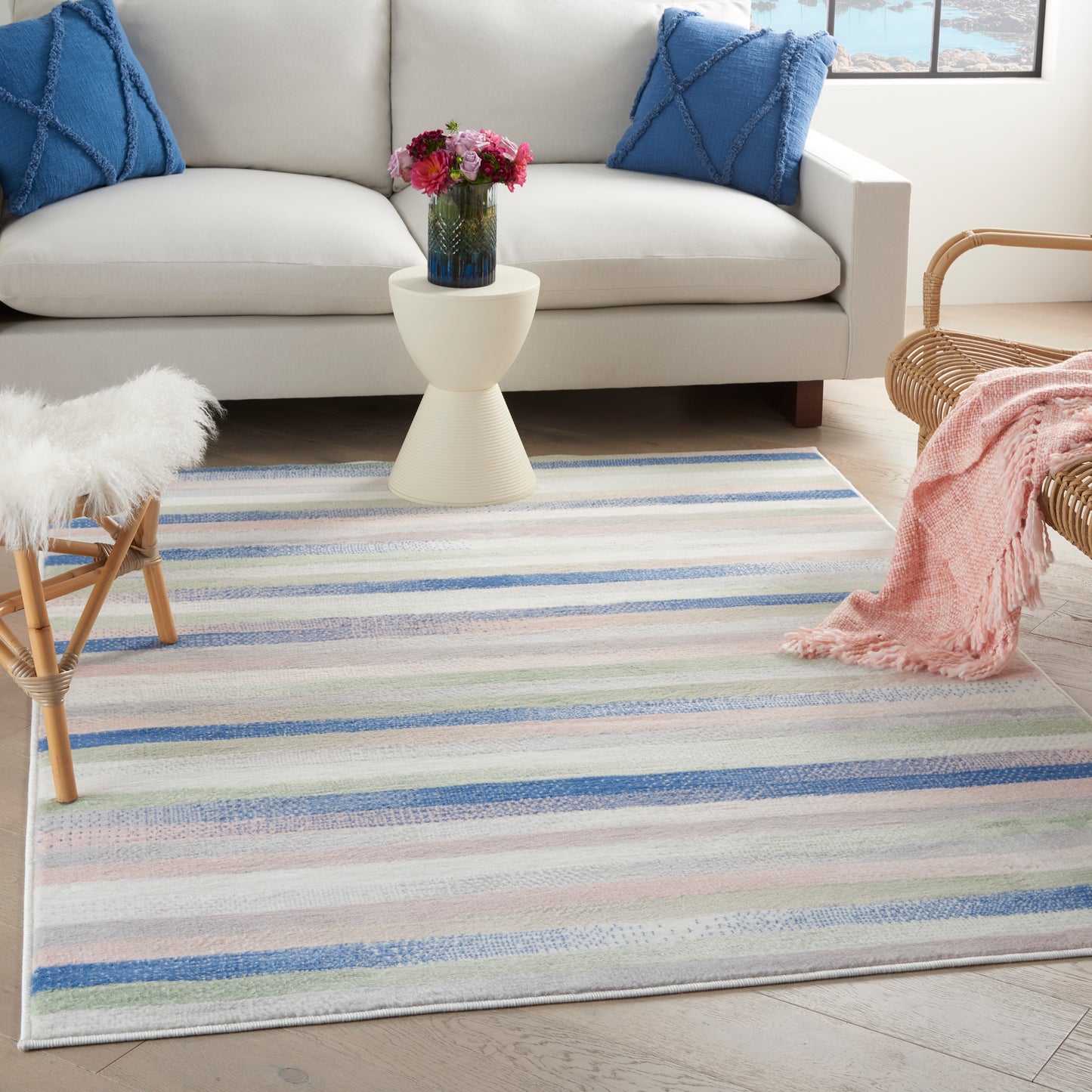 Nourison Whimsicle 6' x 9' Ivory Multicolor Modern Indoor Rug