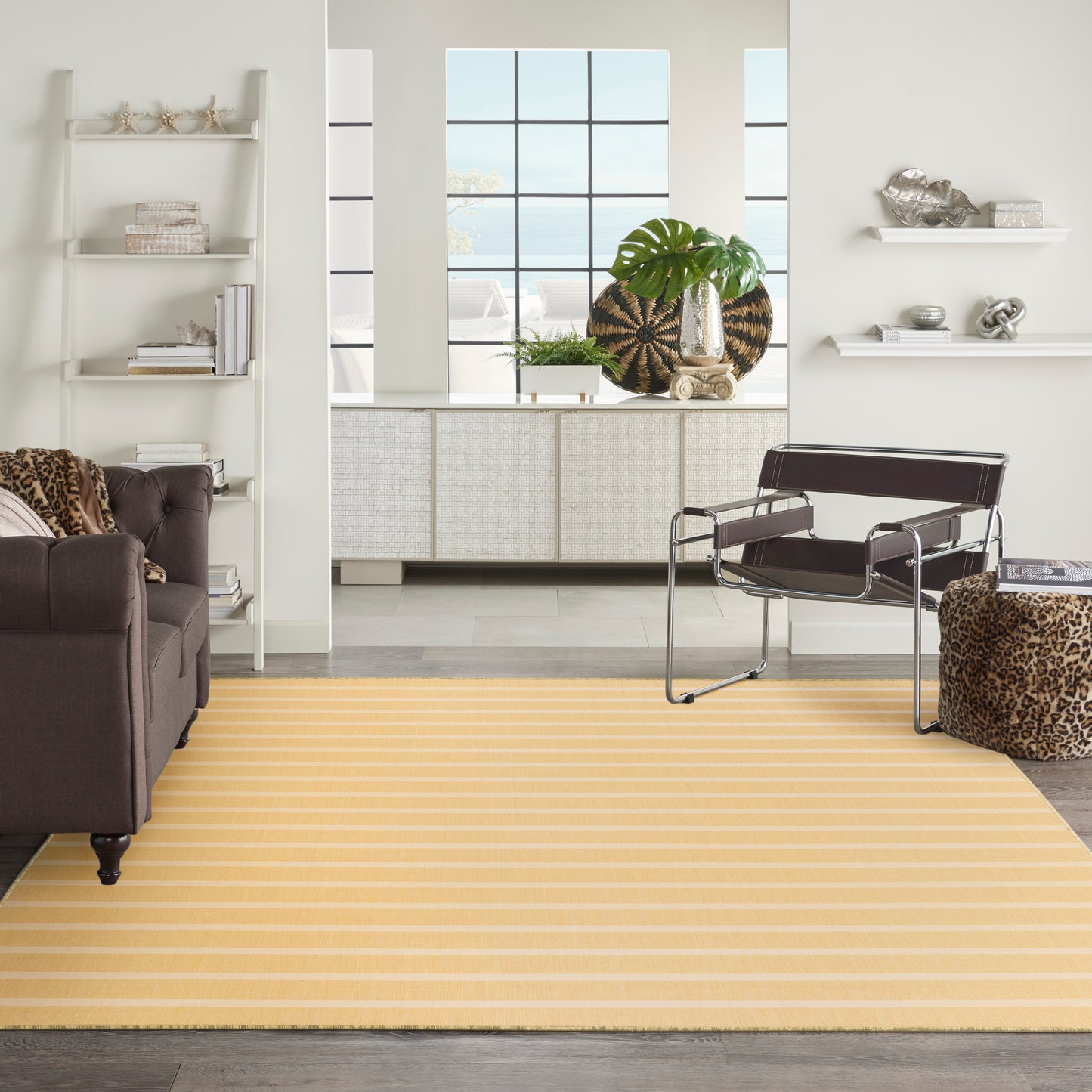 Nourison Positano 8' x 10' Yellow Ivory Modern Rug