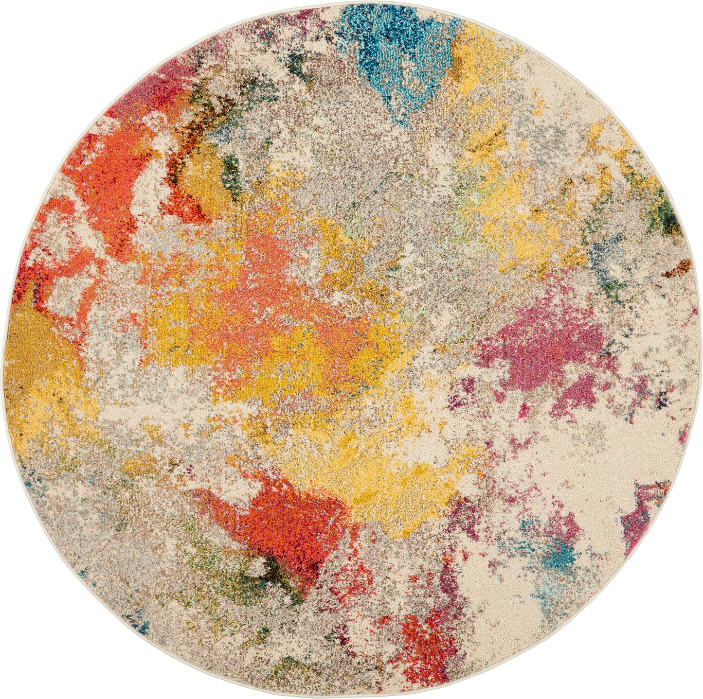 Nourison Celestial 4' x Round Ivory/Multicolor Modern & Contemporary Indoor Rug