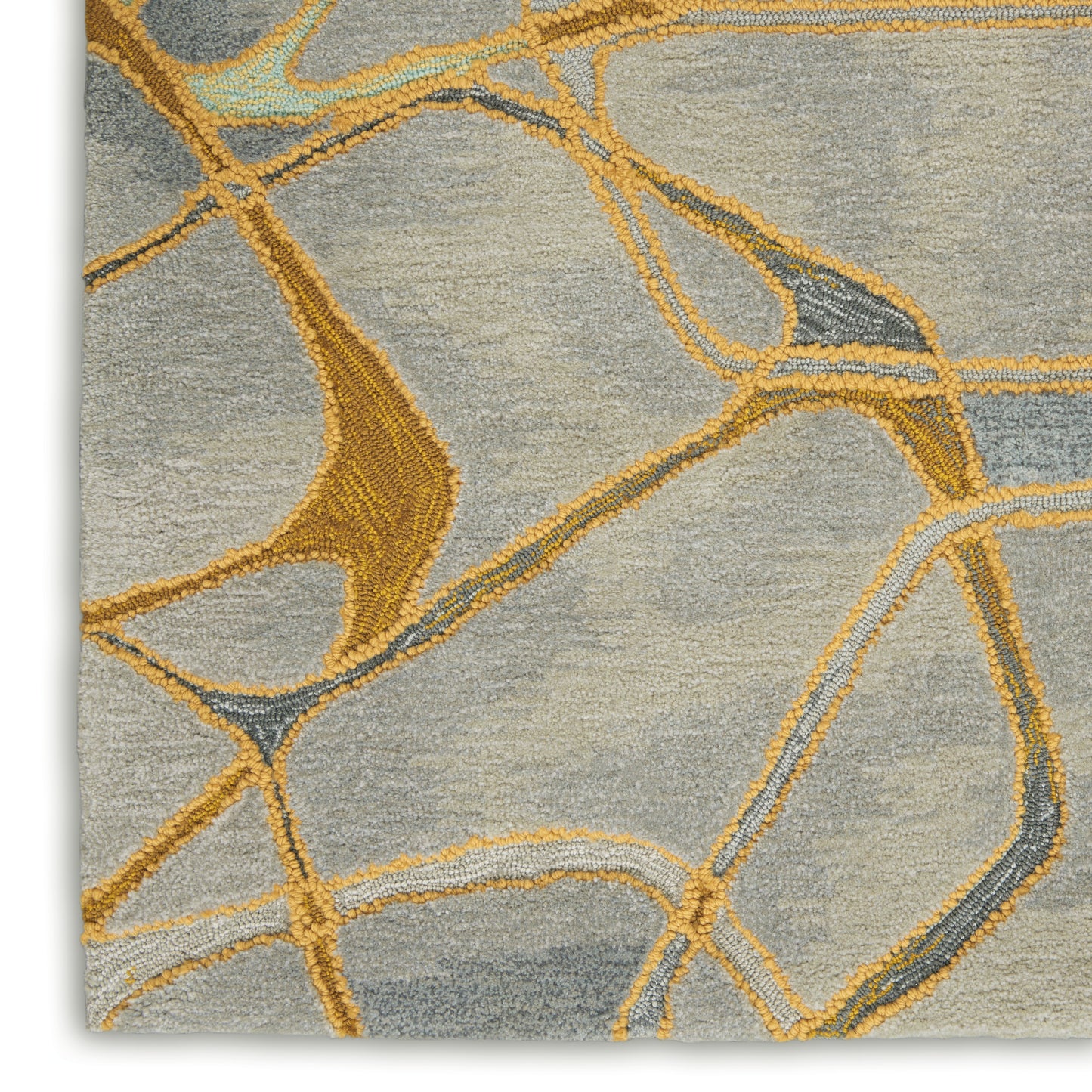 Nourison Symmetry 8'6" x 11'6" Grey Yellow Modern Indoor Rug