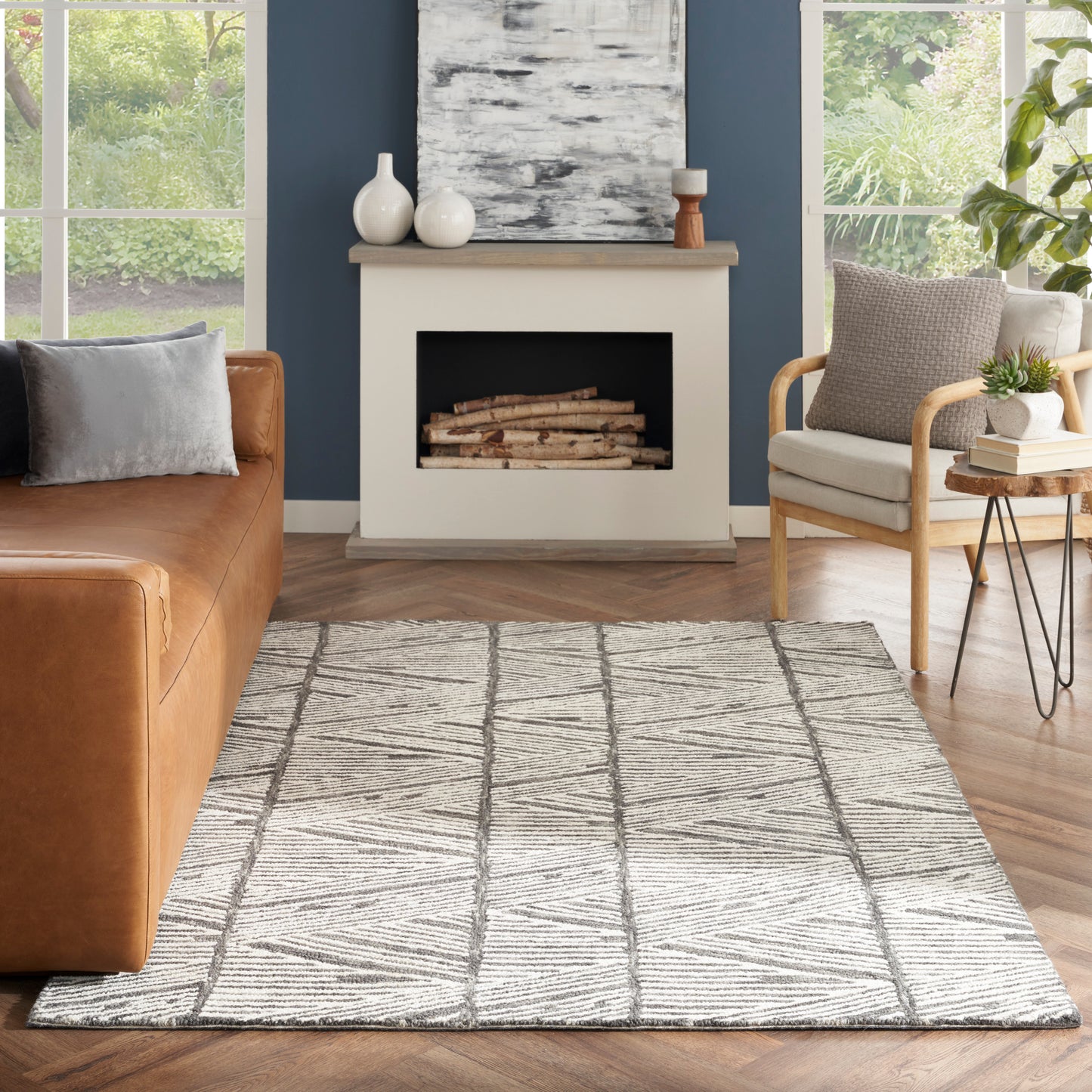 Nourison Colorado 5'3" x 7'3" Grey White Modern Indoor Rug