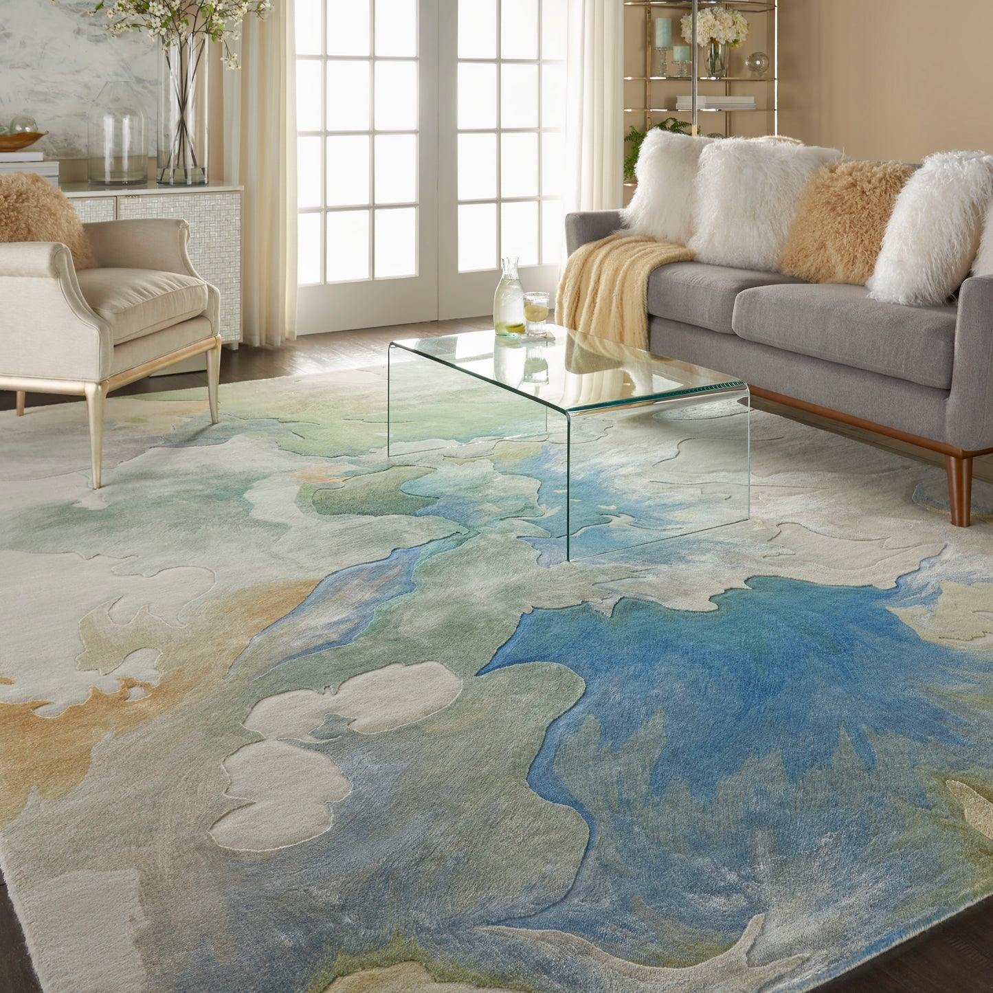 Nourison Prismatic 12' x 15' Seafoam Modern Indoor Rug