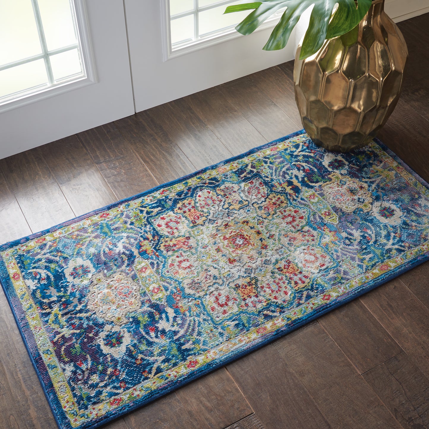 Nourison Ankara Global 2' x 4' Blue Vintage Indoor Rug