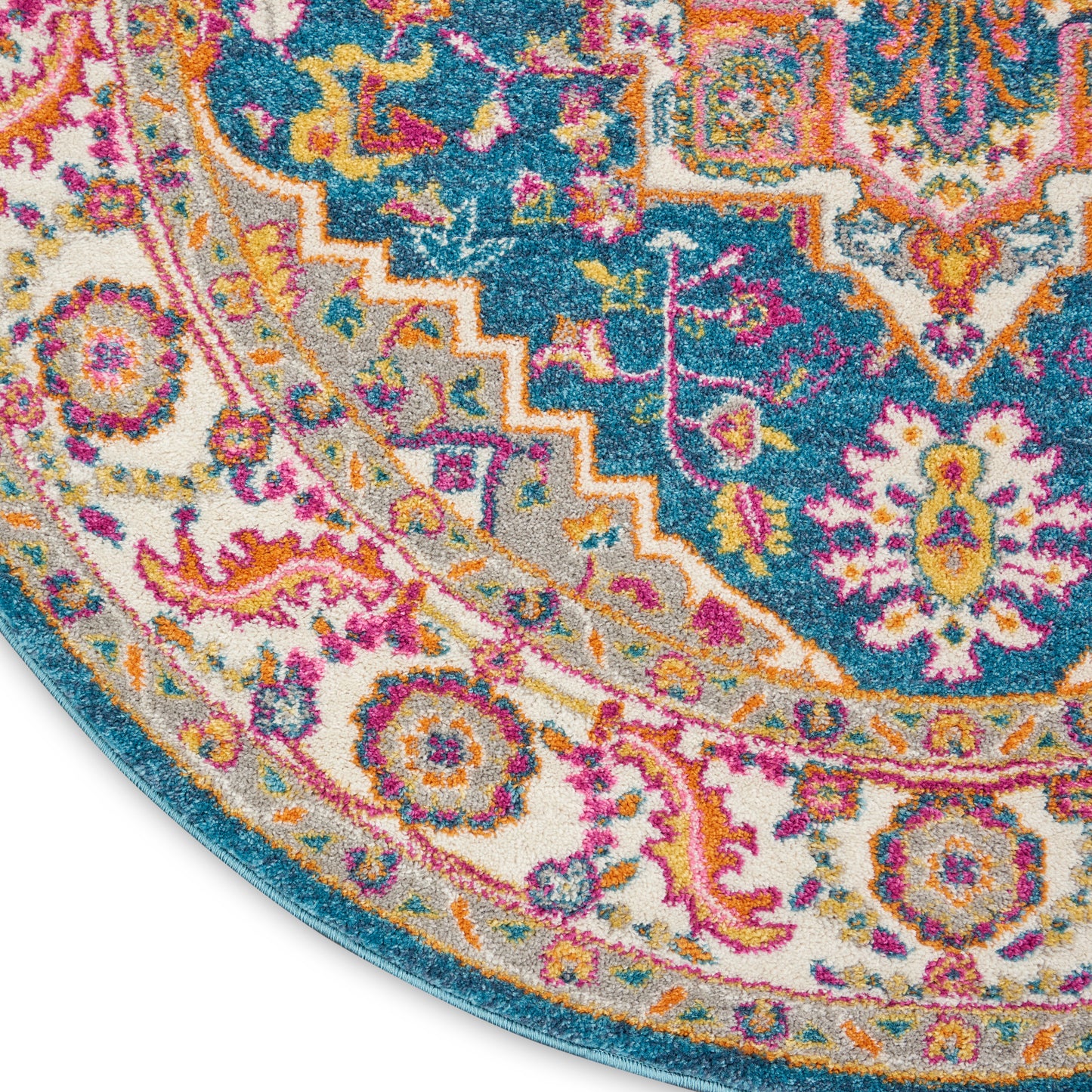 Nourison Passion 8' x Round Teal Multicolor Bohemian Indoor Rug