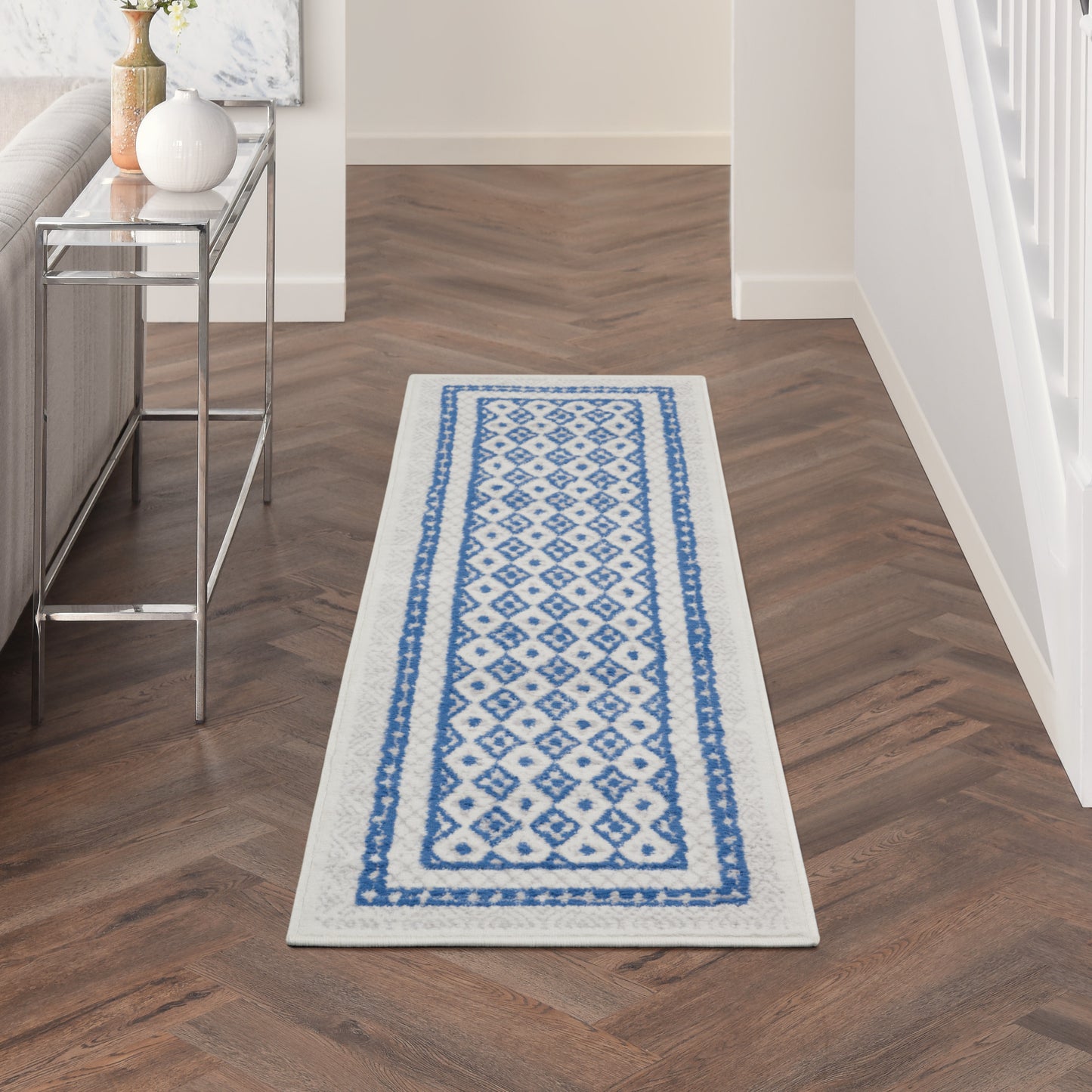 Nourison Whimsicle 2' x 8' Ivory Blue Farmhouse Indoor Rug