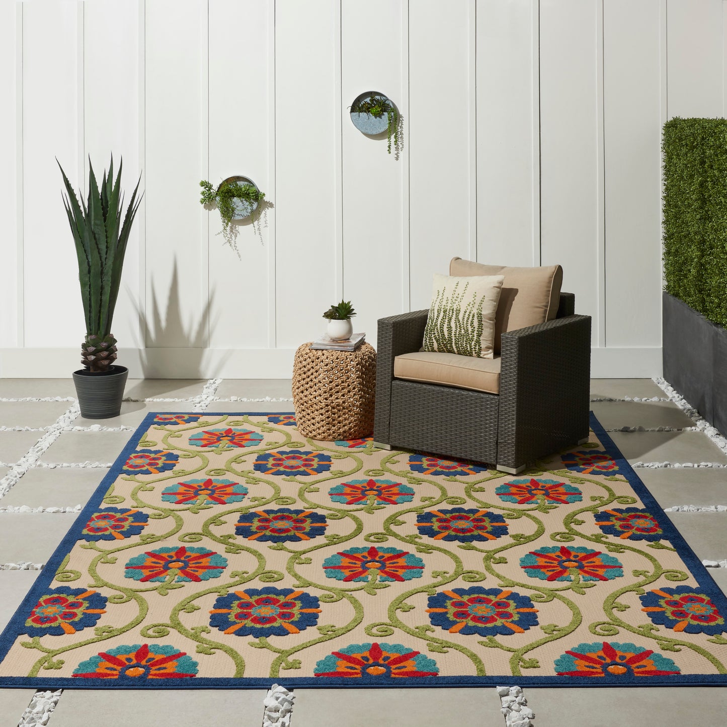 Nourison Aloha 7' x 10' Blue Multicolor Contemporary Rug