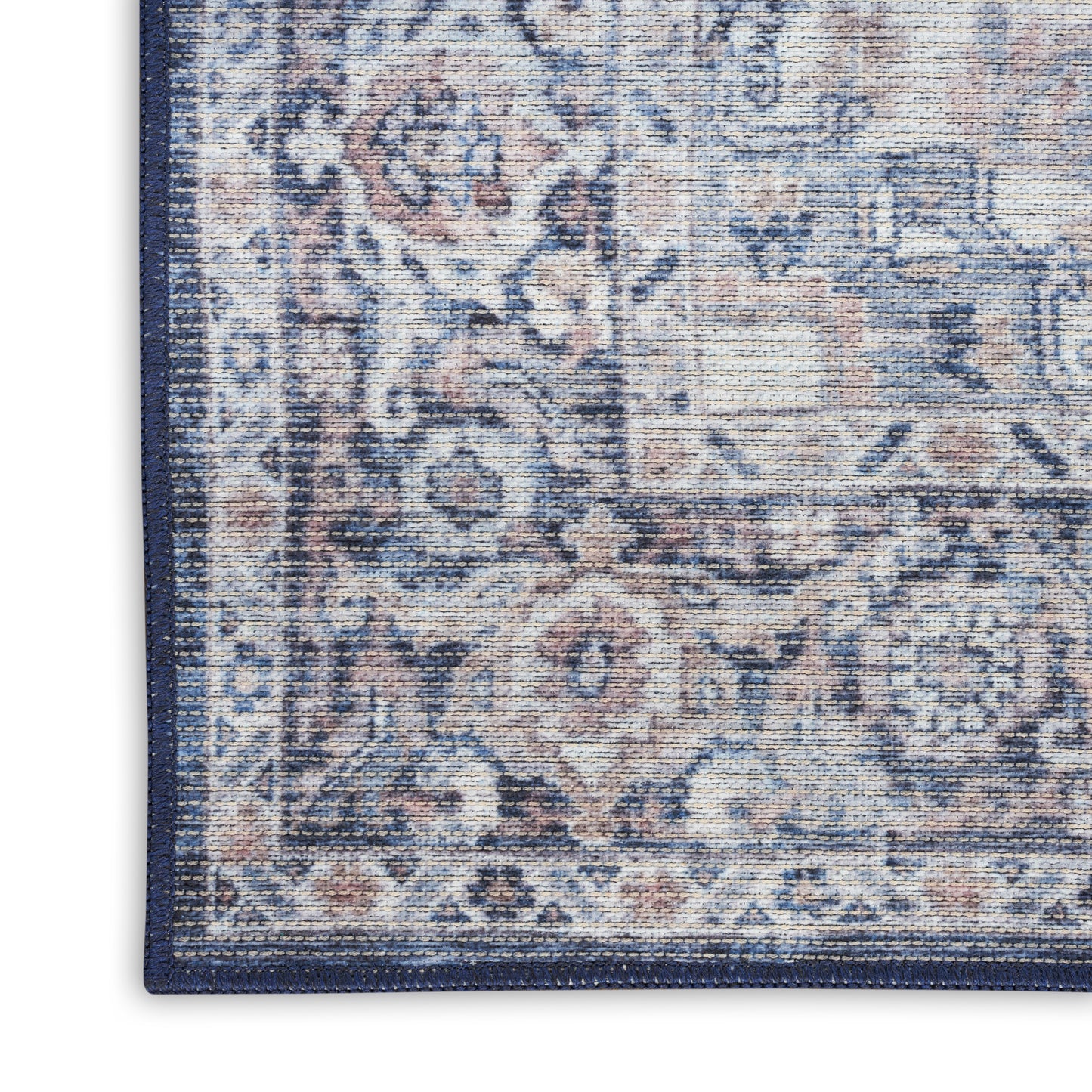 Nicole Curtis Machine Washable Series 1 10' x 14' Ivory Navy Vintage Indoor Rug