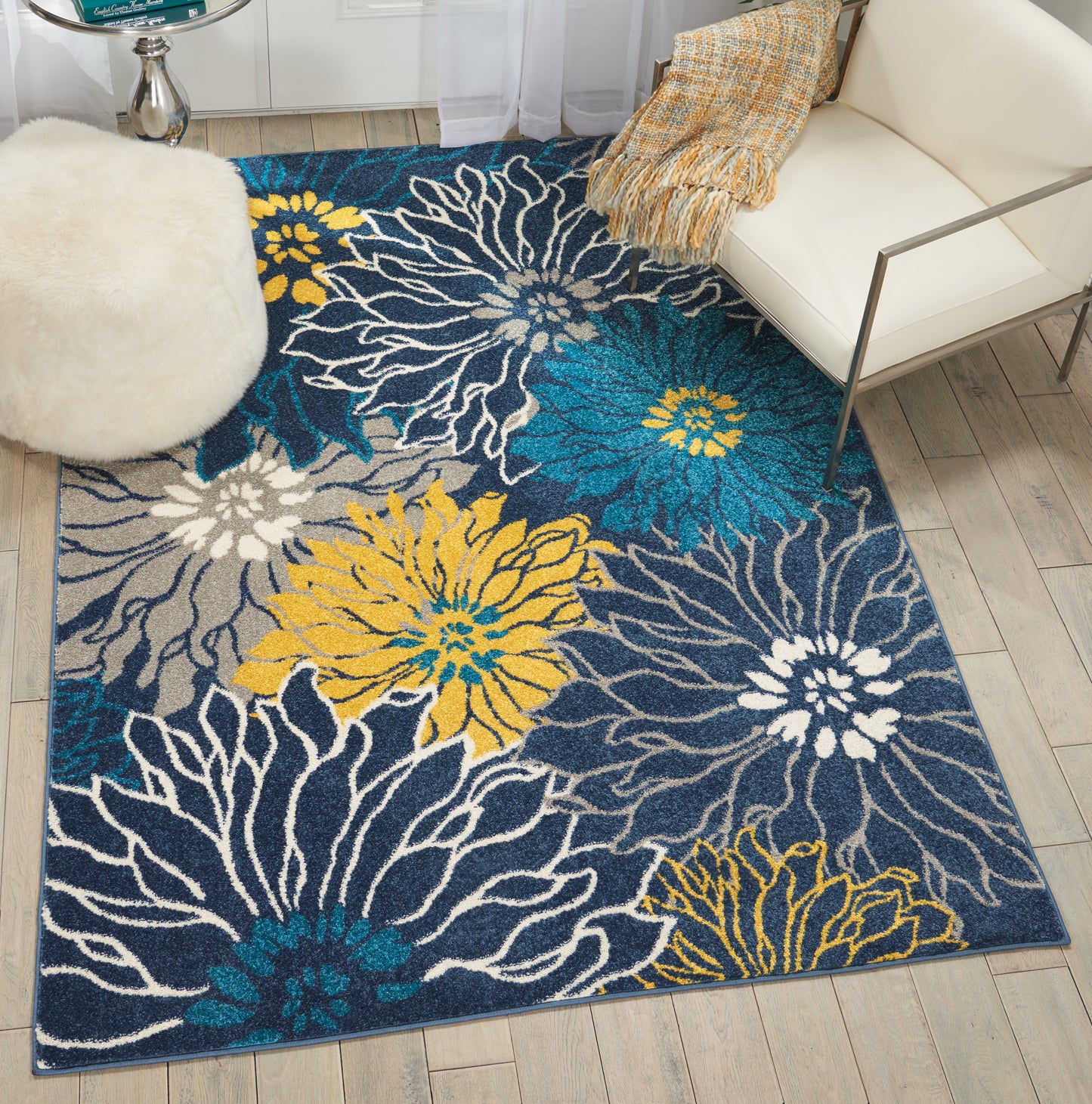 Nourison Passion 5'3" x 7'3" Blue Contemporary Indoor Rug