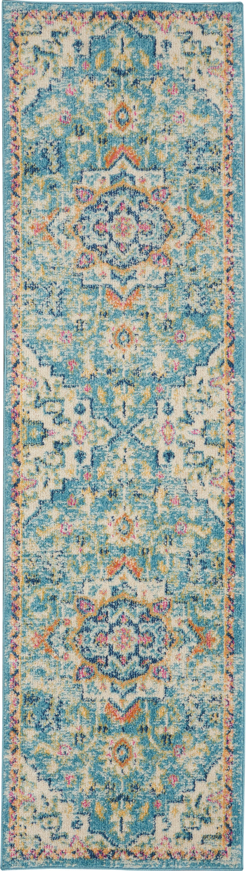 Nourison Passion 2'2" x 10' Ivory/Light Blue Bohemian Indoor Rug