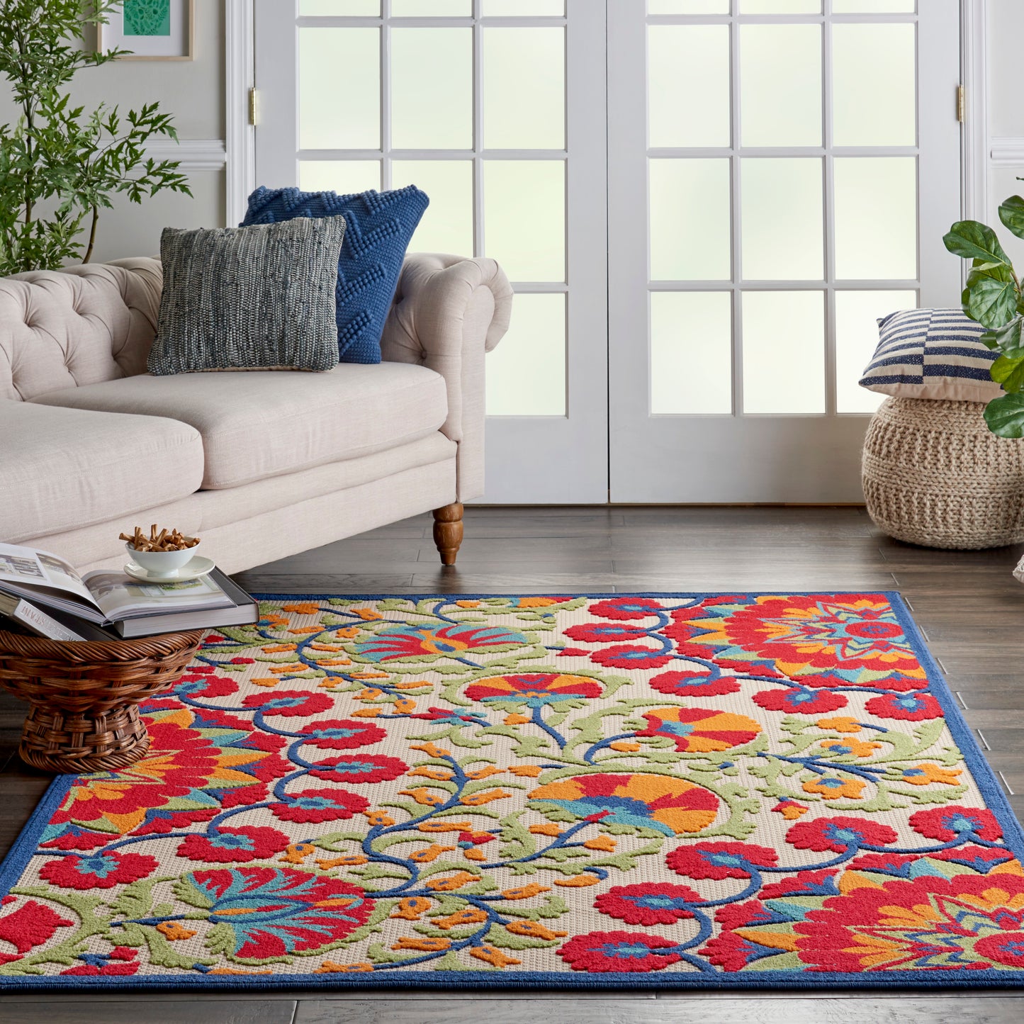 Nourison Aloha 3'6" x 5'6" Red Multicolor Transitional Rug