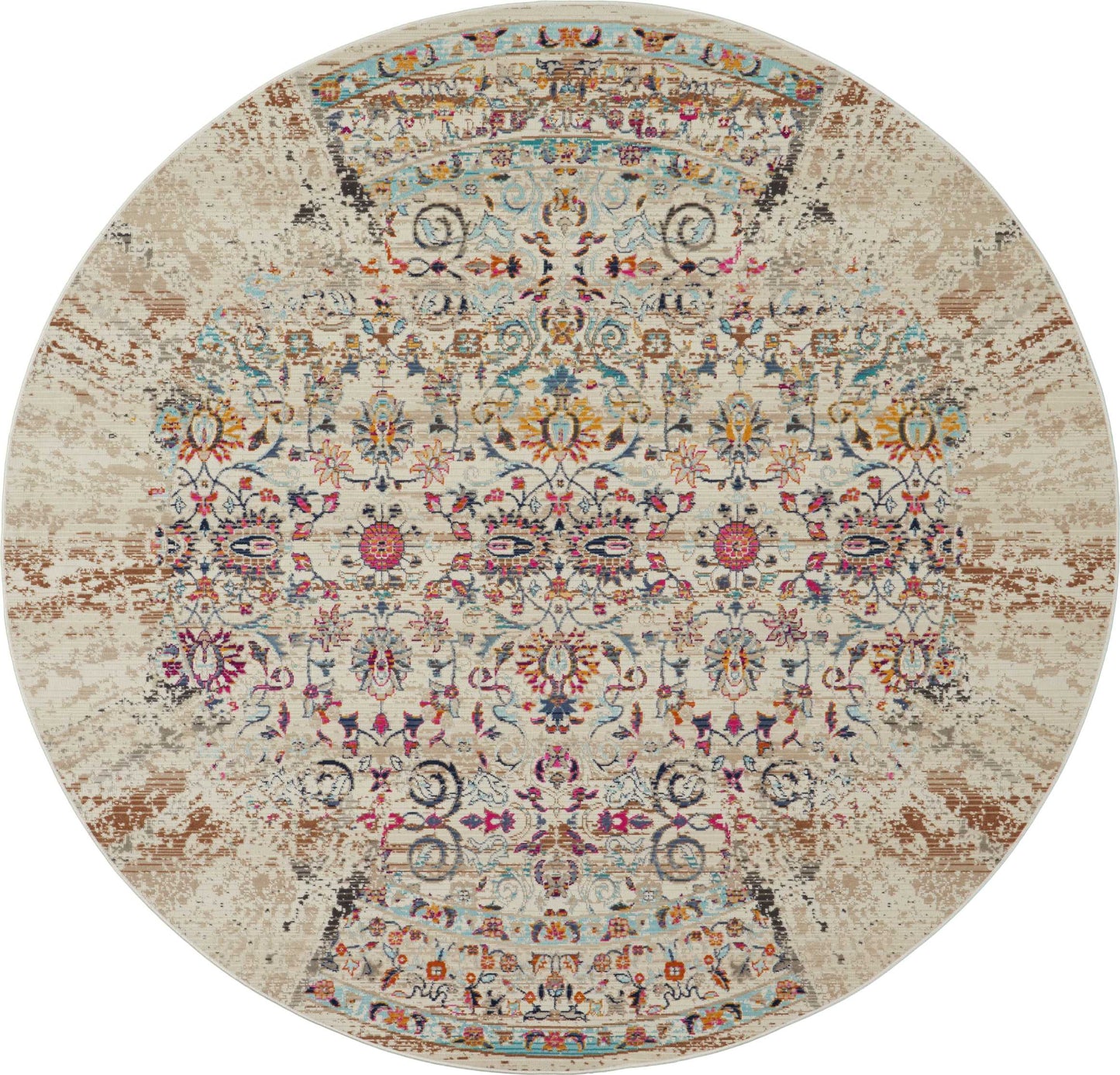 Nourison Vintage Kashan 4' x Round Ivory Vintage Indoor Rug