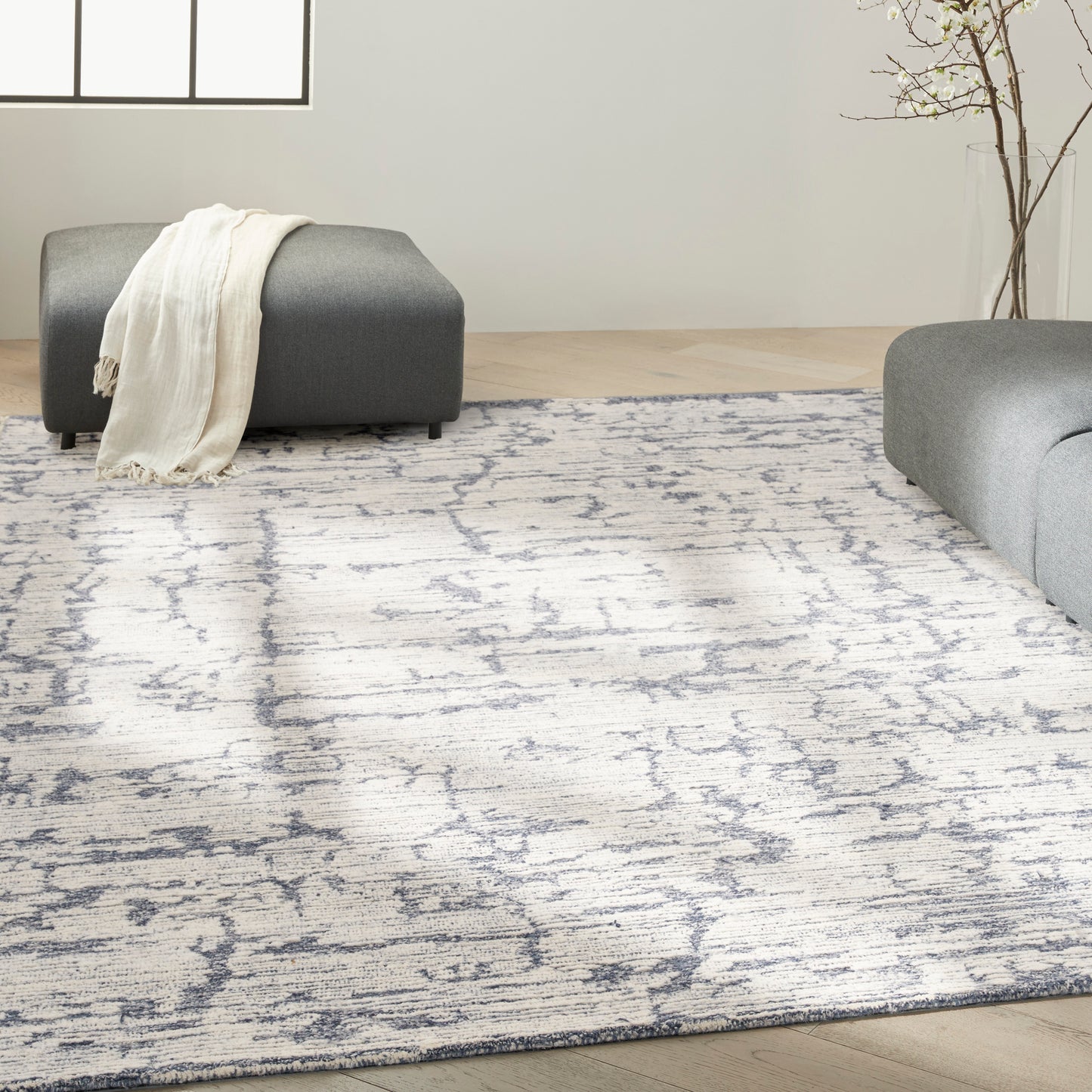 Calvin Klein CK009 Sculptural 8'6" x 11'6" Blue Modern Indoor Rug