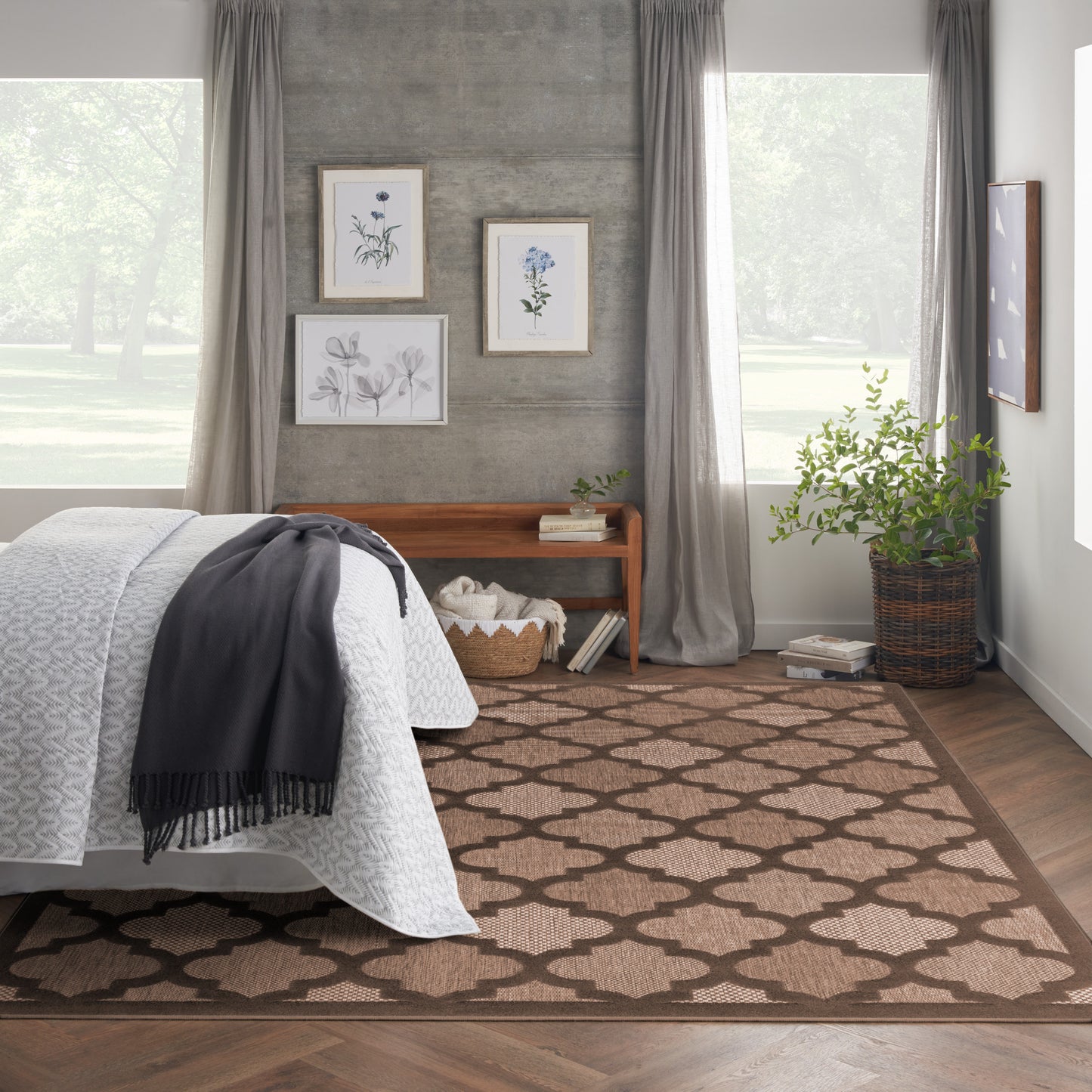 Nourison Easy Care 9' x 12' Brown Modern Rug