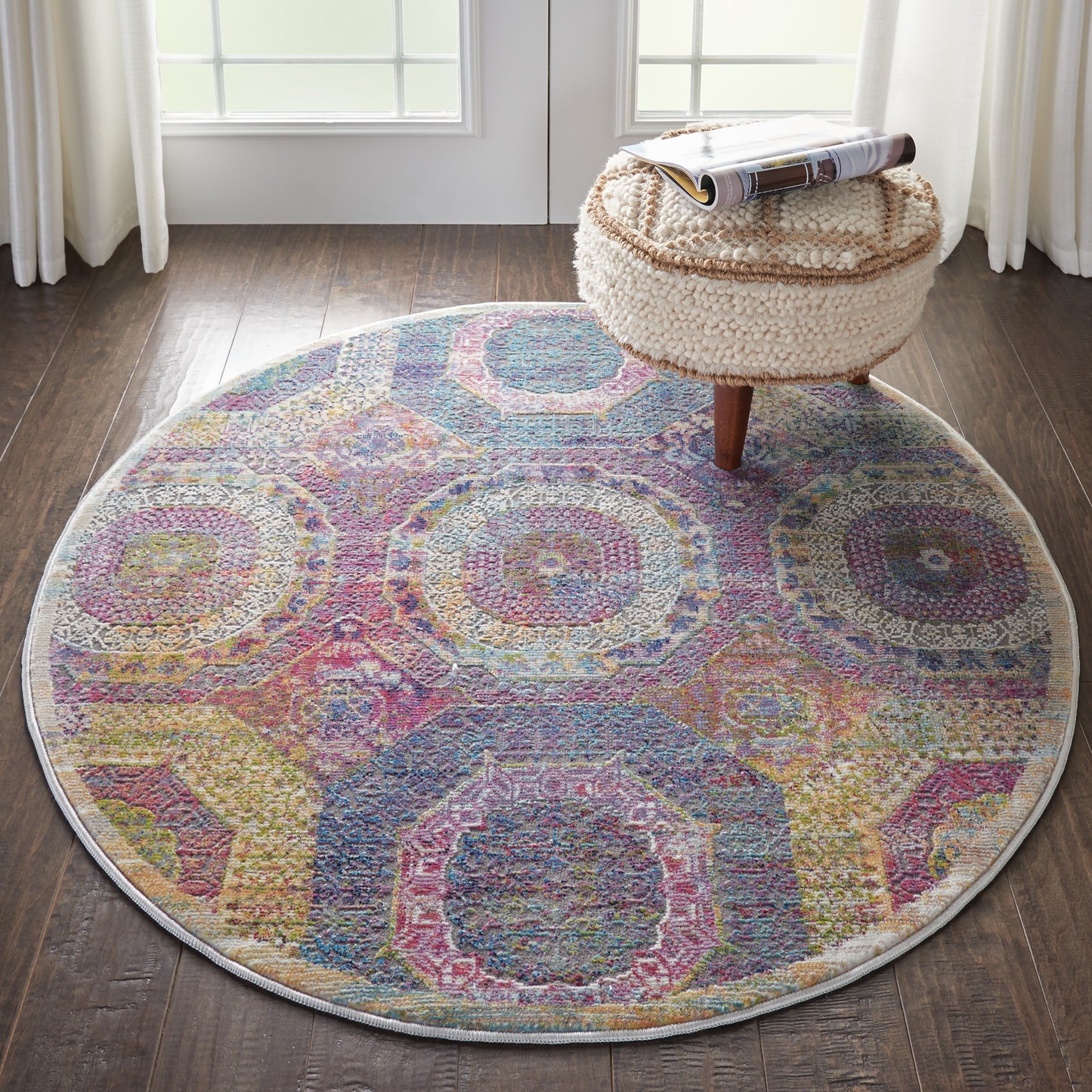 Nourison Ankara Global 4' x Round Multicolor Bohemian Indoor Rug