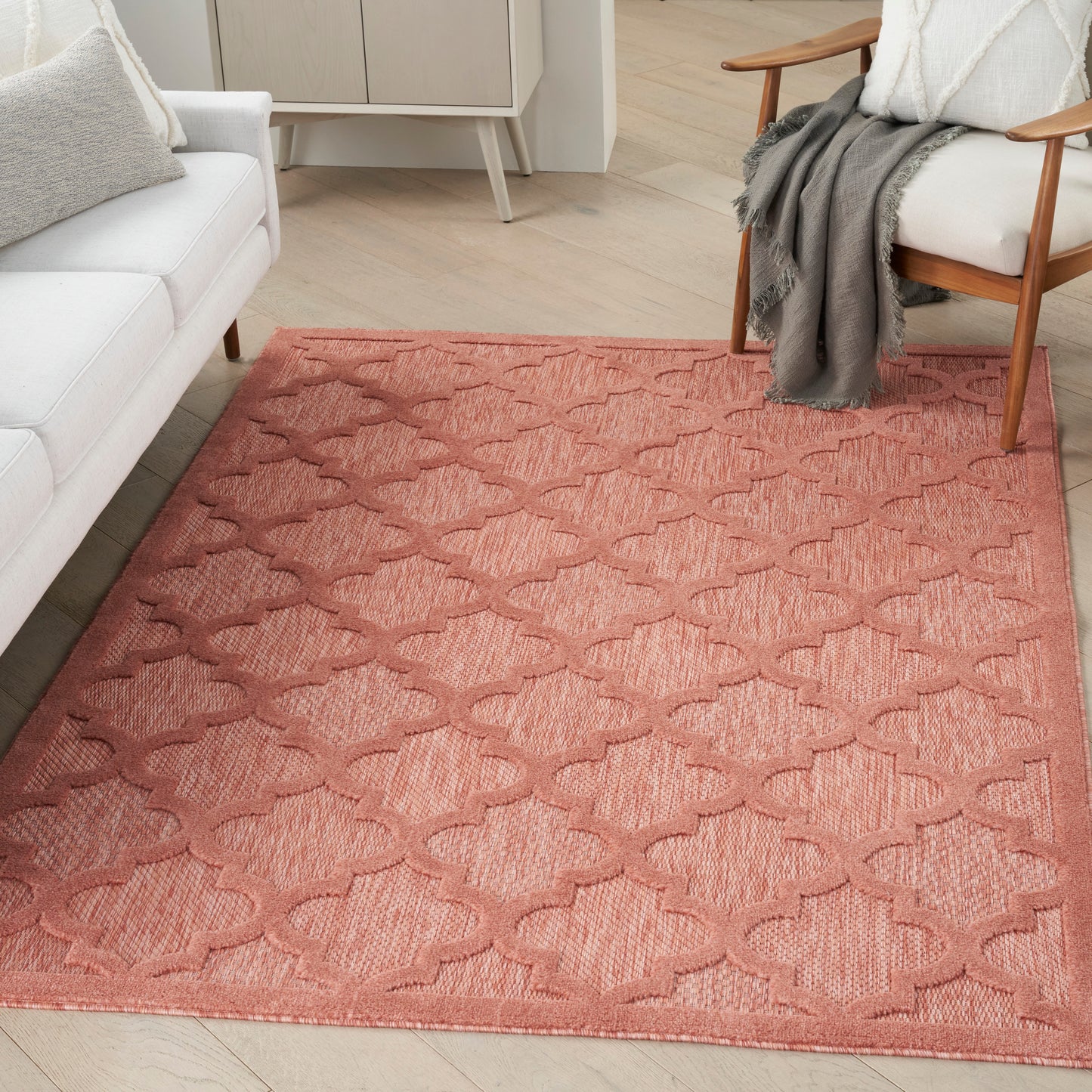 Nourison Easy Care 5' x 7' Coral Orange Modern Rug