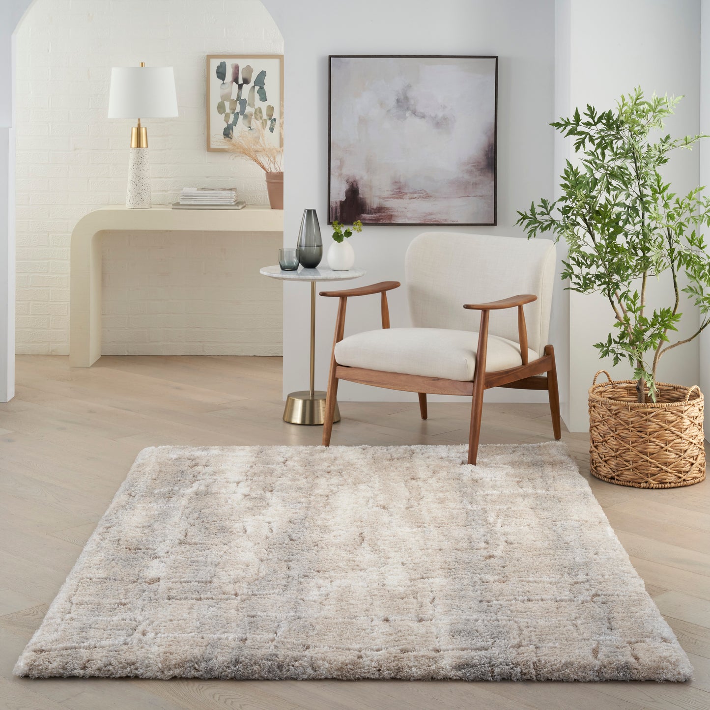 Nourison Dreamy Shag 4' x 6' Ivory Beige Shag Indoor Rug