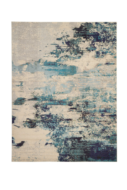 Nourison Celestial 9' x 12' Ivory/Teal Blue Modern Indoor Rug