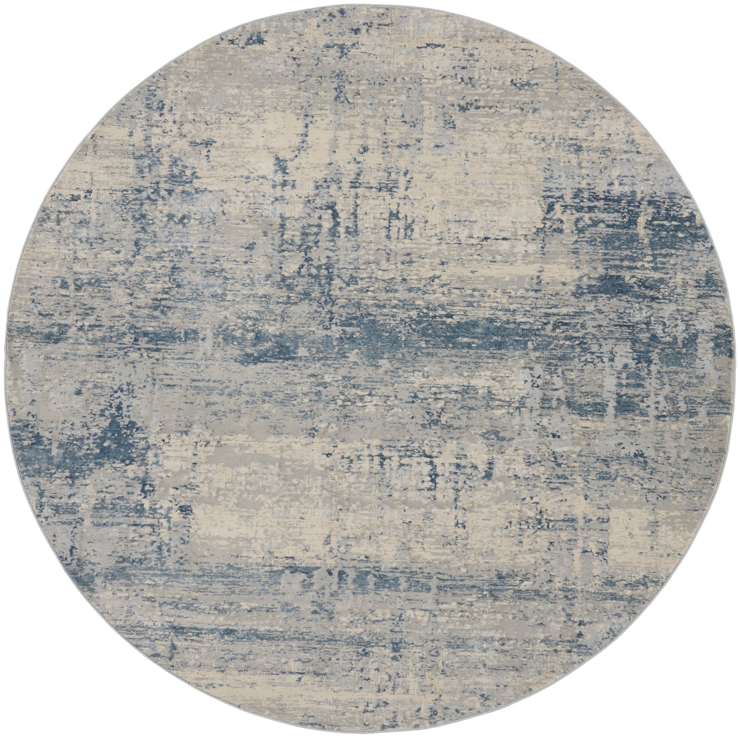 Nourison Rustic Textures 7’10” x Round Ivory Blue Modern Indoor Rug