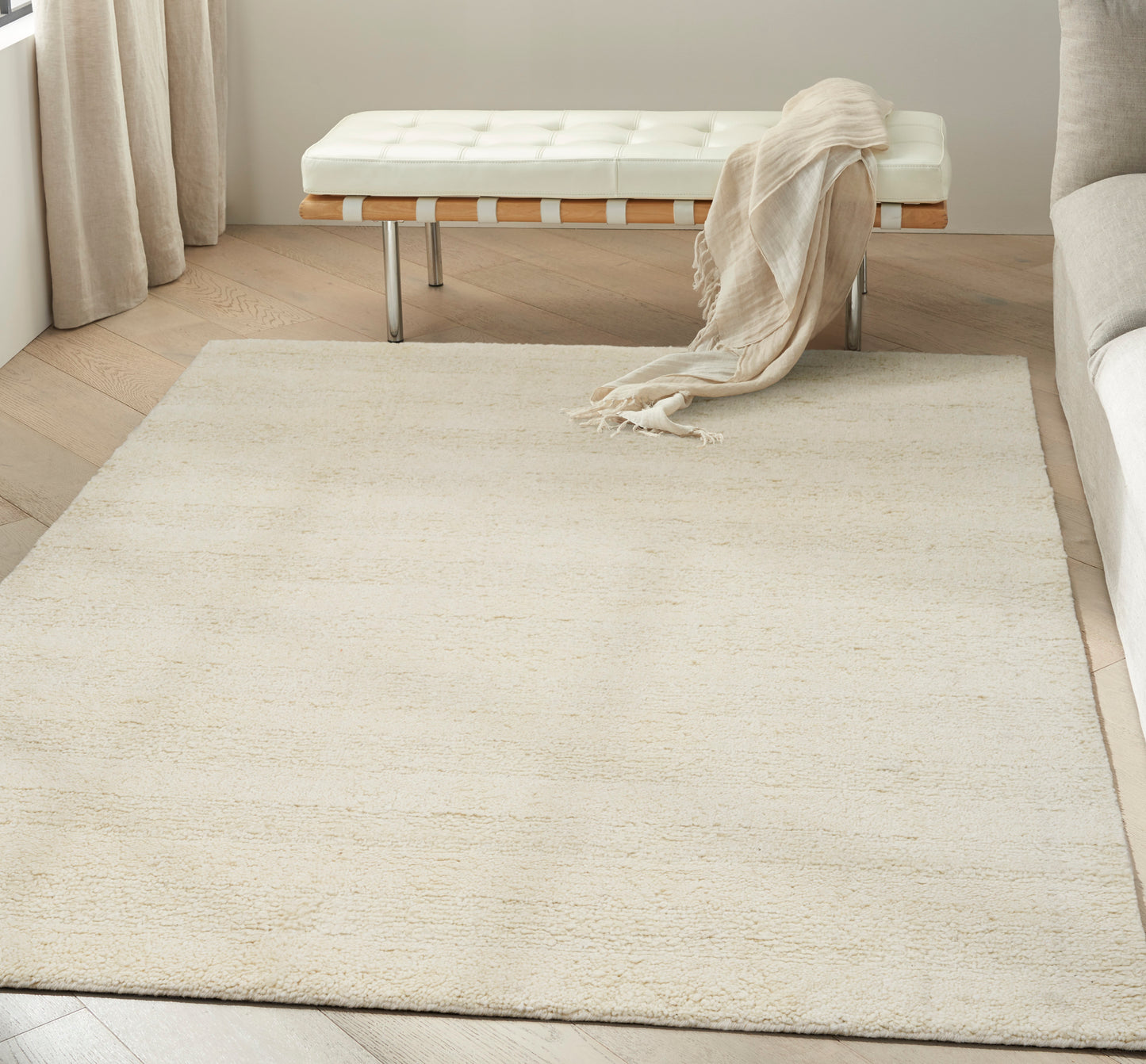 Calvin Klein CK043 Spun 5'3" x 7'3" Ivory Farmhouse Indoor Rug